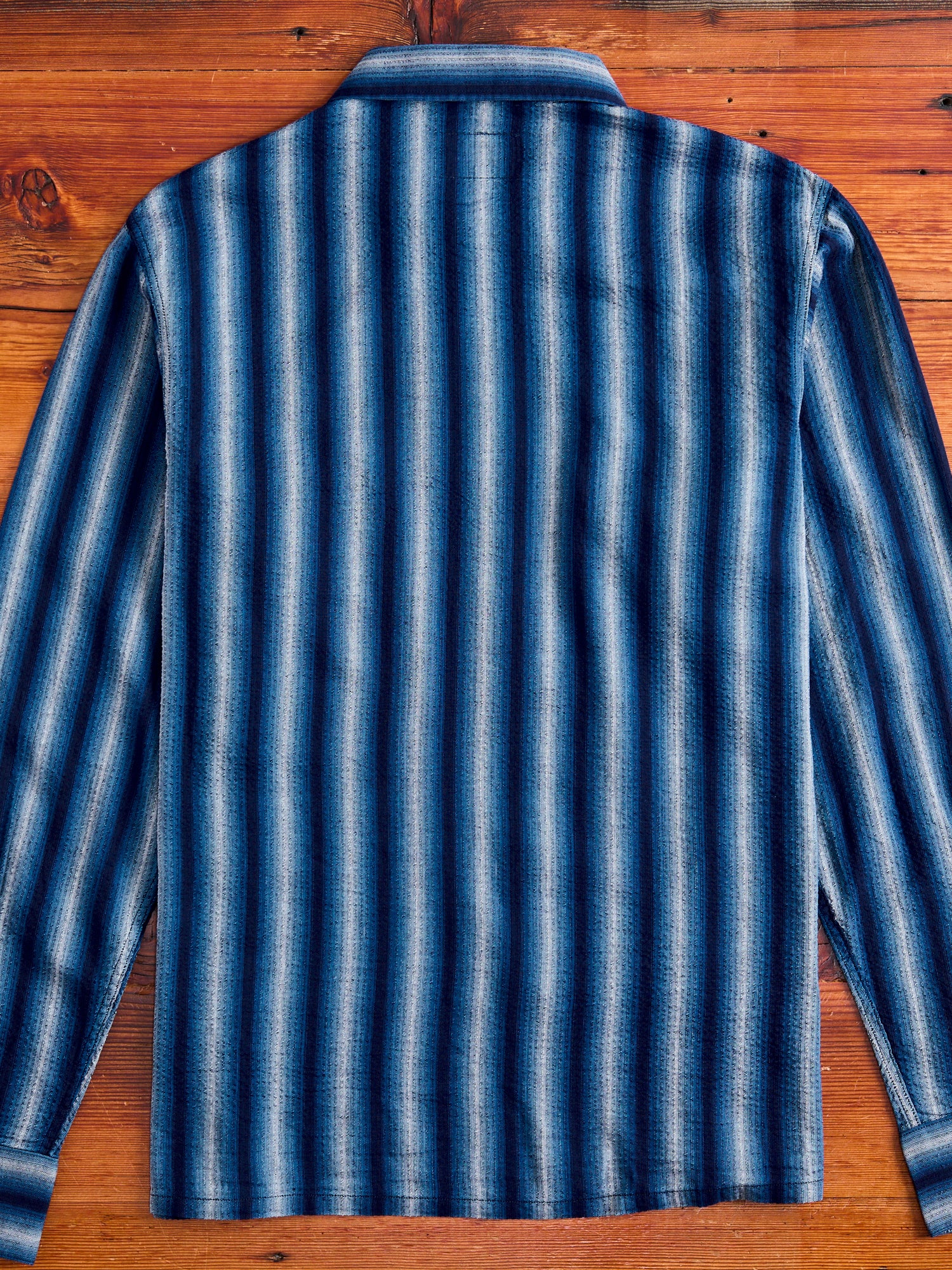 "Awa-Ai" Long Sleeve Shirt in Indigo Shijira Stripe - Image 8
