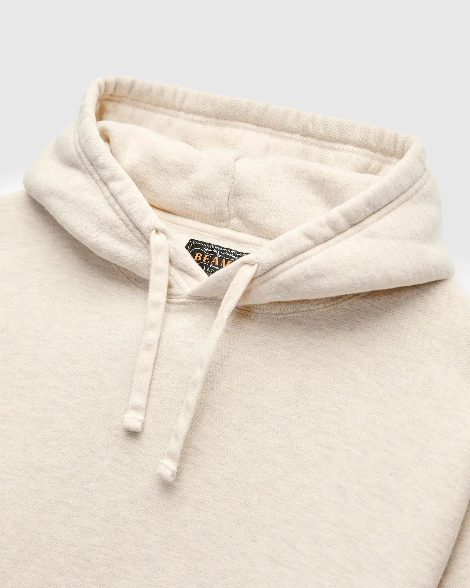 Azuma-Knit Fleece Pullover Hoodie in Oatmeal - Image 3