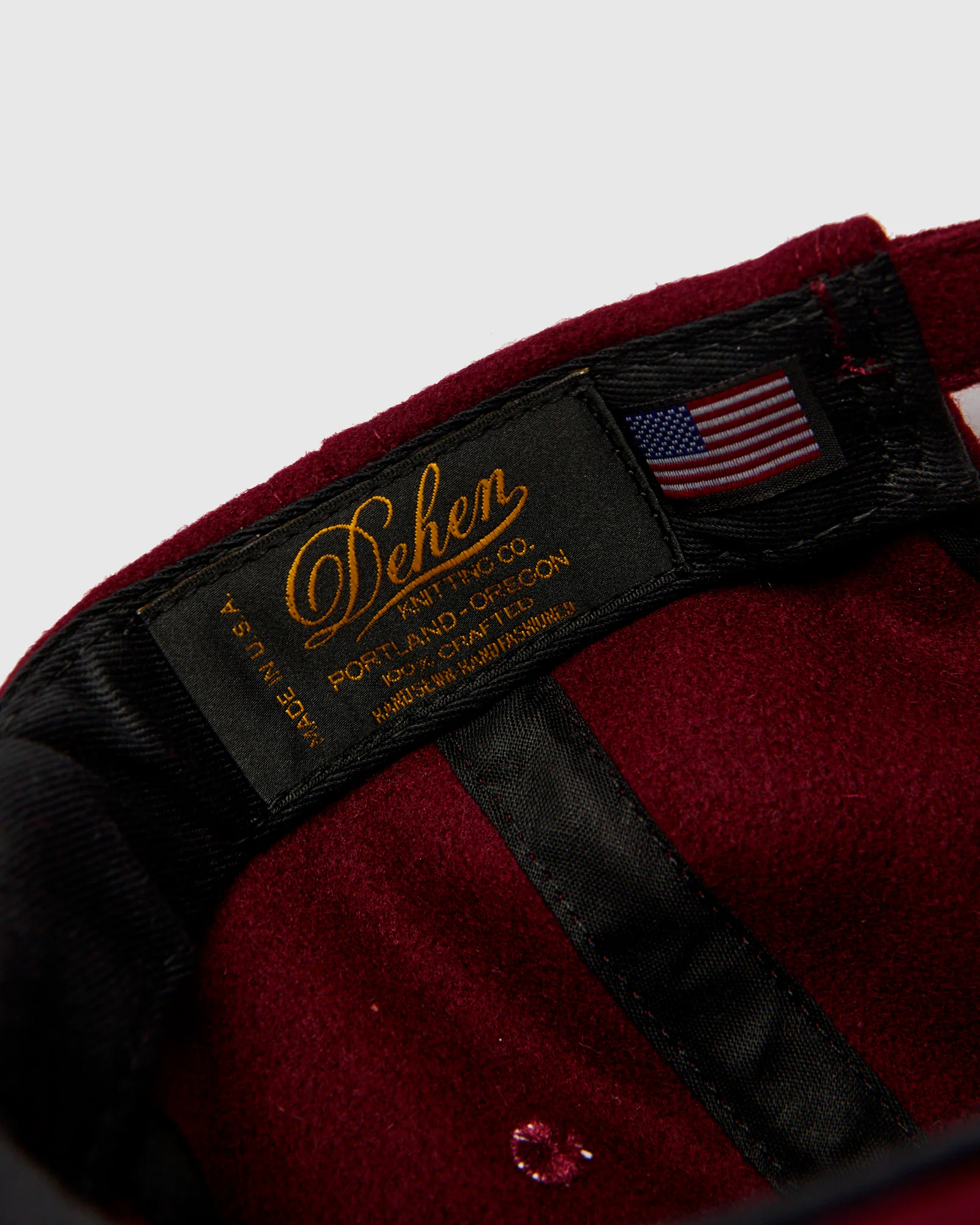 Baseball Hat in Burgundy Melton Wool - Image 6