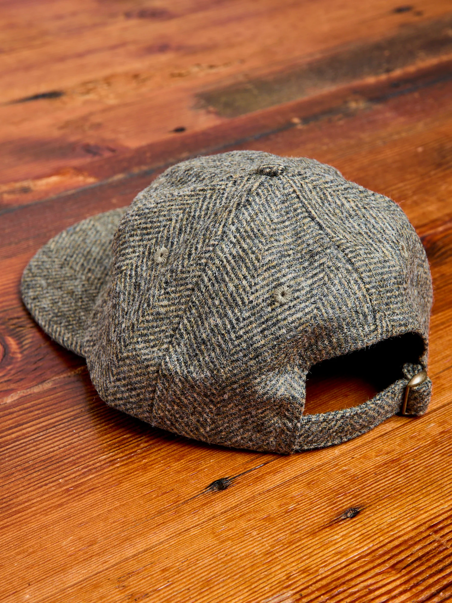 Baseball Hat in Warm Charcoal Herringbone Wool - Image 2
