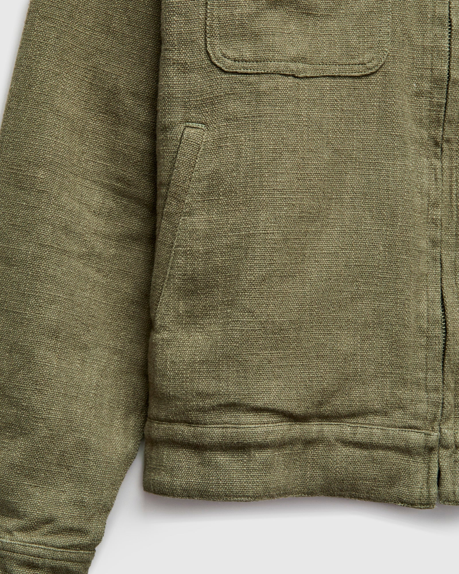Basketweave Linen Mechanics Jacket in Olive - Image 5