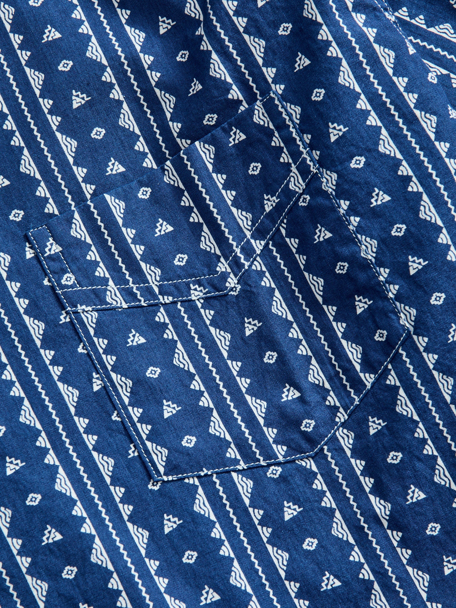 Bassen Hawaiian Shirt in Indigo Geo-Stripe - Image 5
