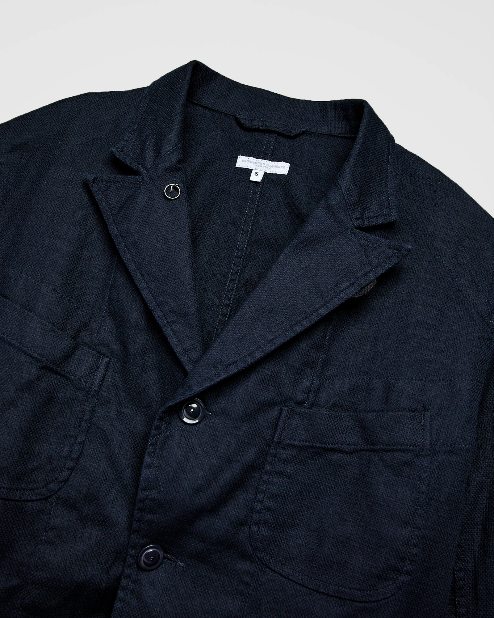Bedford Jacket in Dark Navy Cotton Linen Java Cloth - Image 4