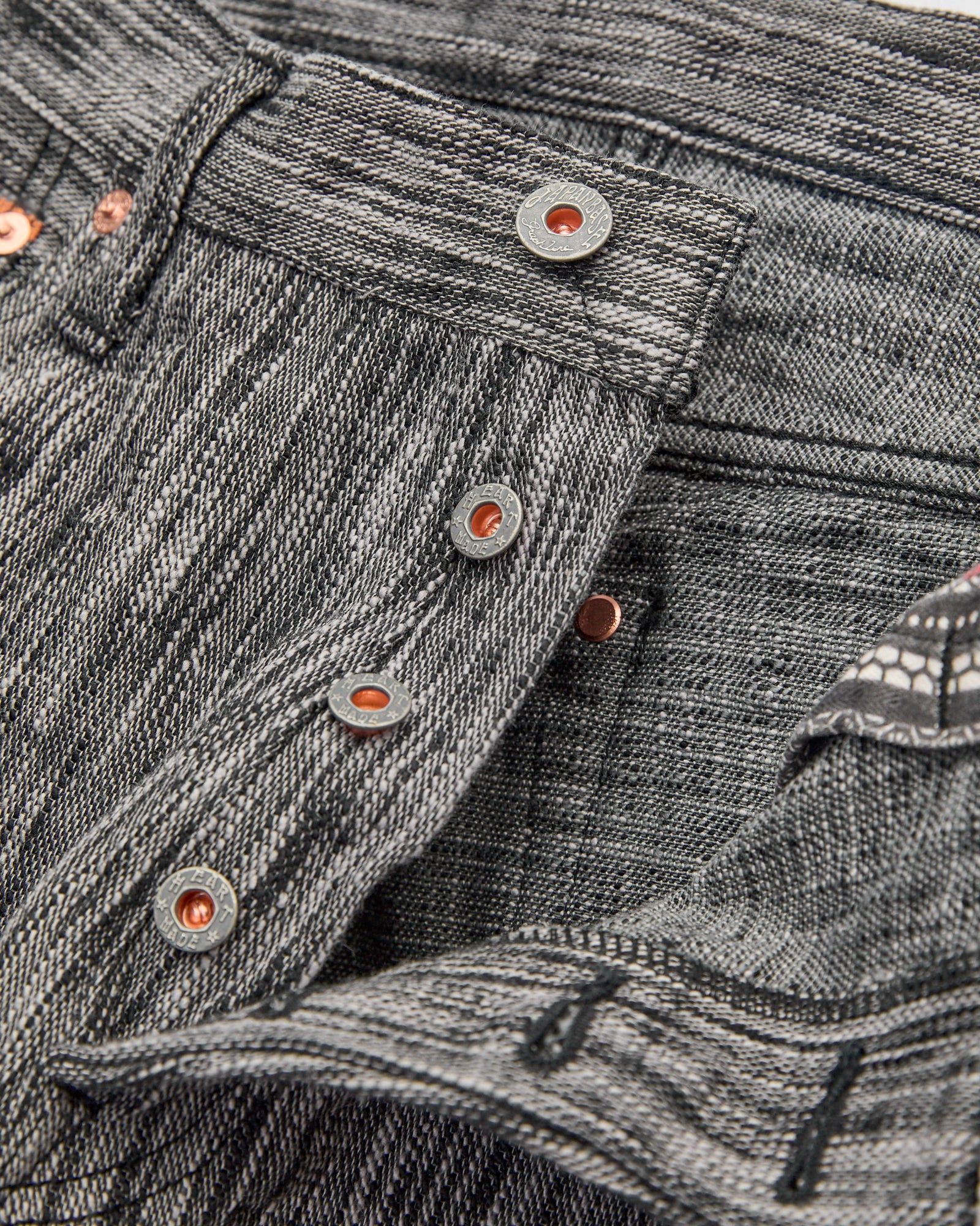 "Black Grey Skein Dyeing" 15oz Grey Selvedge Denim - Slim Straight Fit - Image 8