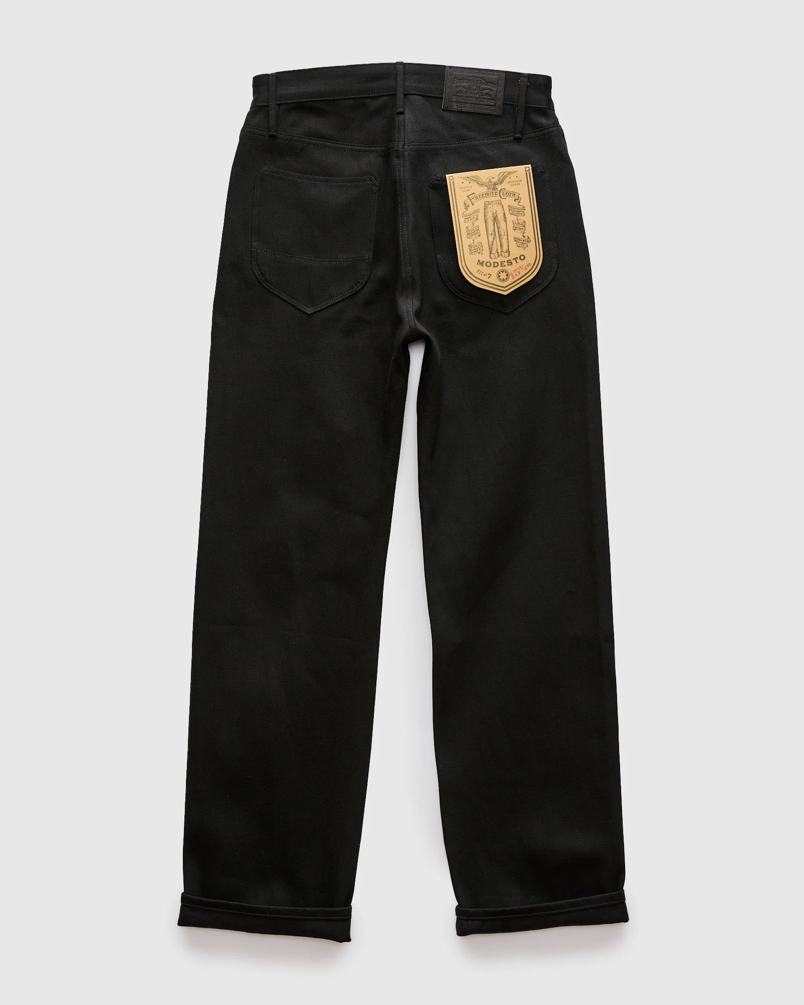 "Black Modesto" 15.75oz Double Black Selvedge Denim - Wide Straight Fit - Image 3