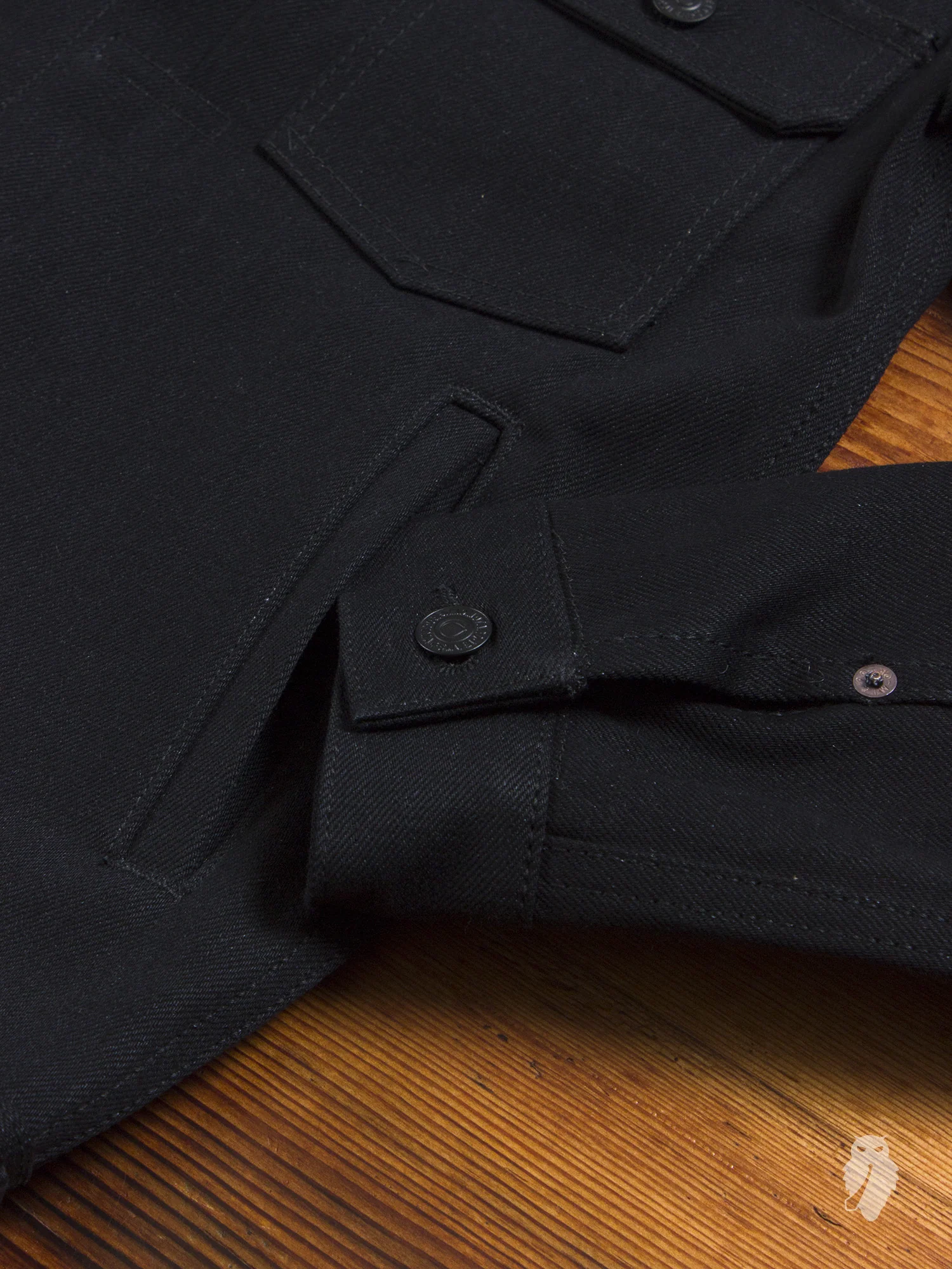 BOM011 "Momotaro x Blue Owl" 15.7oz Black Selvedge Denim Jacket - Image 6