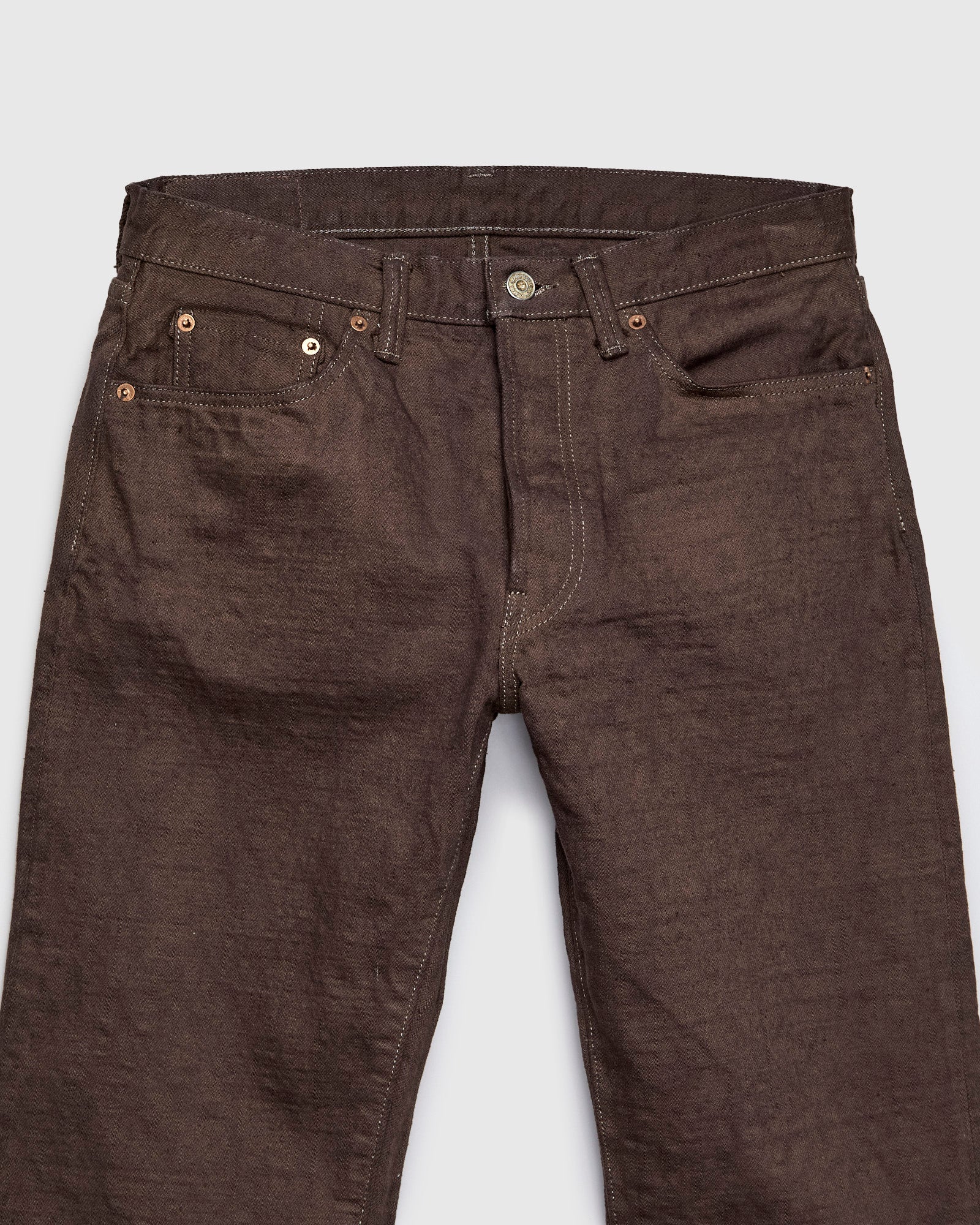 BOS710XX-KU "Shizen" 18oz Kuri Chestnut Selvedge Denim - Slim Straight Fit - Image 6