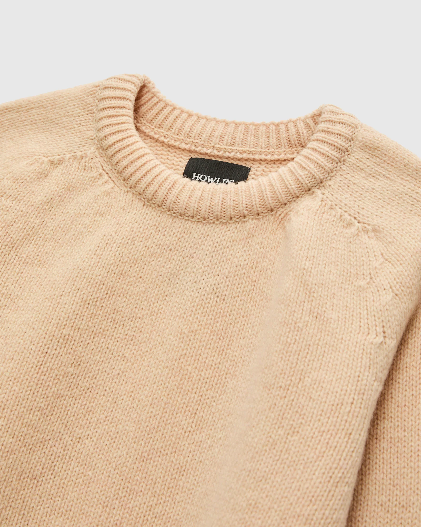 "Boxy Space Knit" Wool Sweater in Almond - Image 4