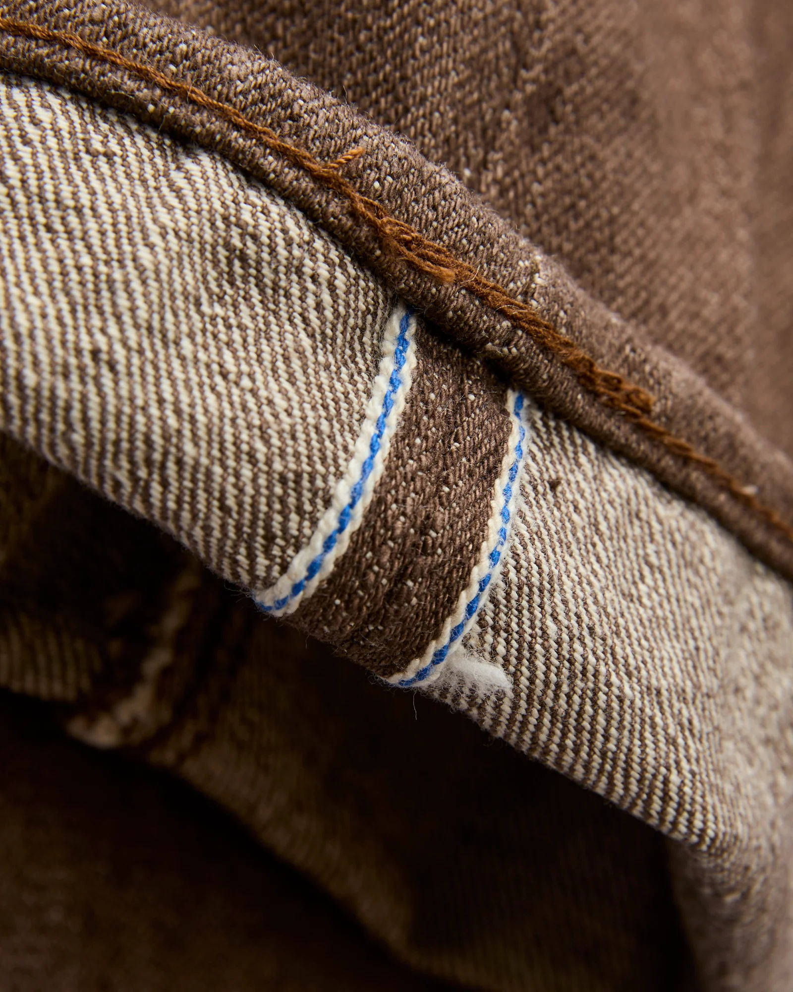 BR-14oz-019 "Sulfur Brown" 14oz Slub Selvedge Denim - Relaxed Tapered Fit - Image 8