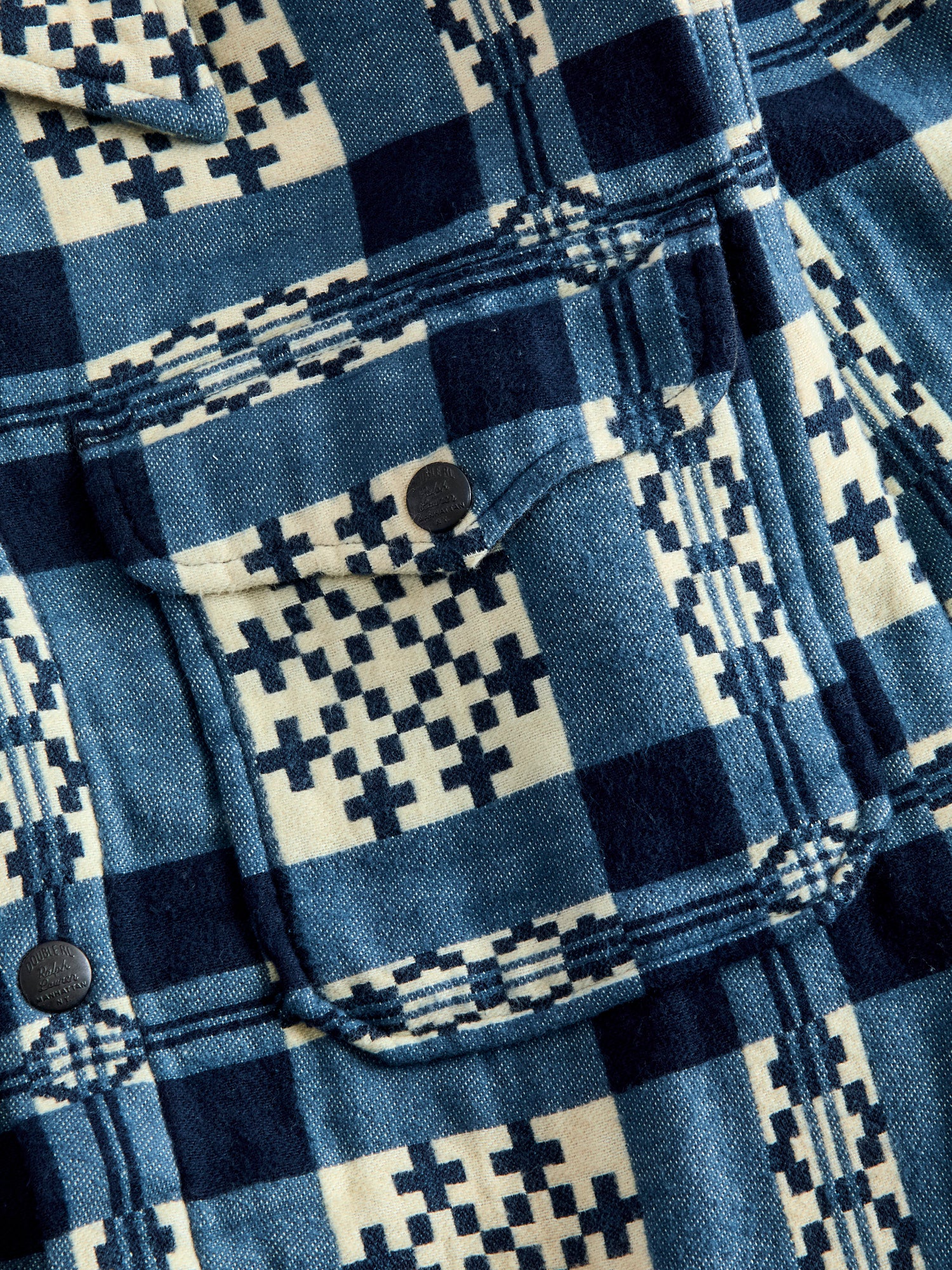 Brown Bear Overshirt in Creme Navy - Image 4