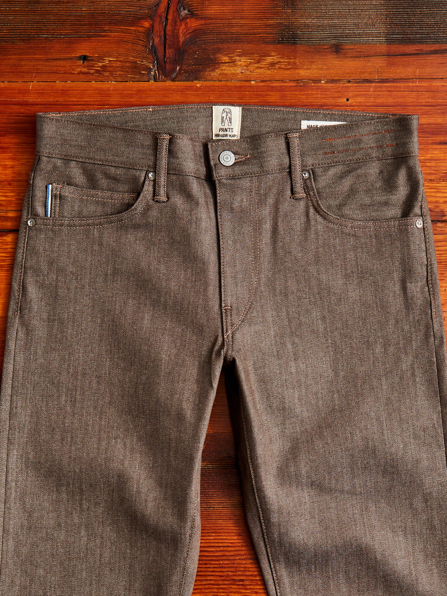 "Brown Raw" 10.5oz Stretch Selvedge Denim - Pen Slim - Image 6