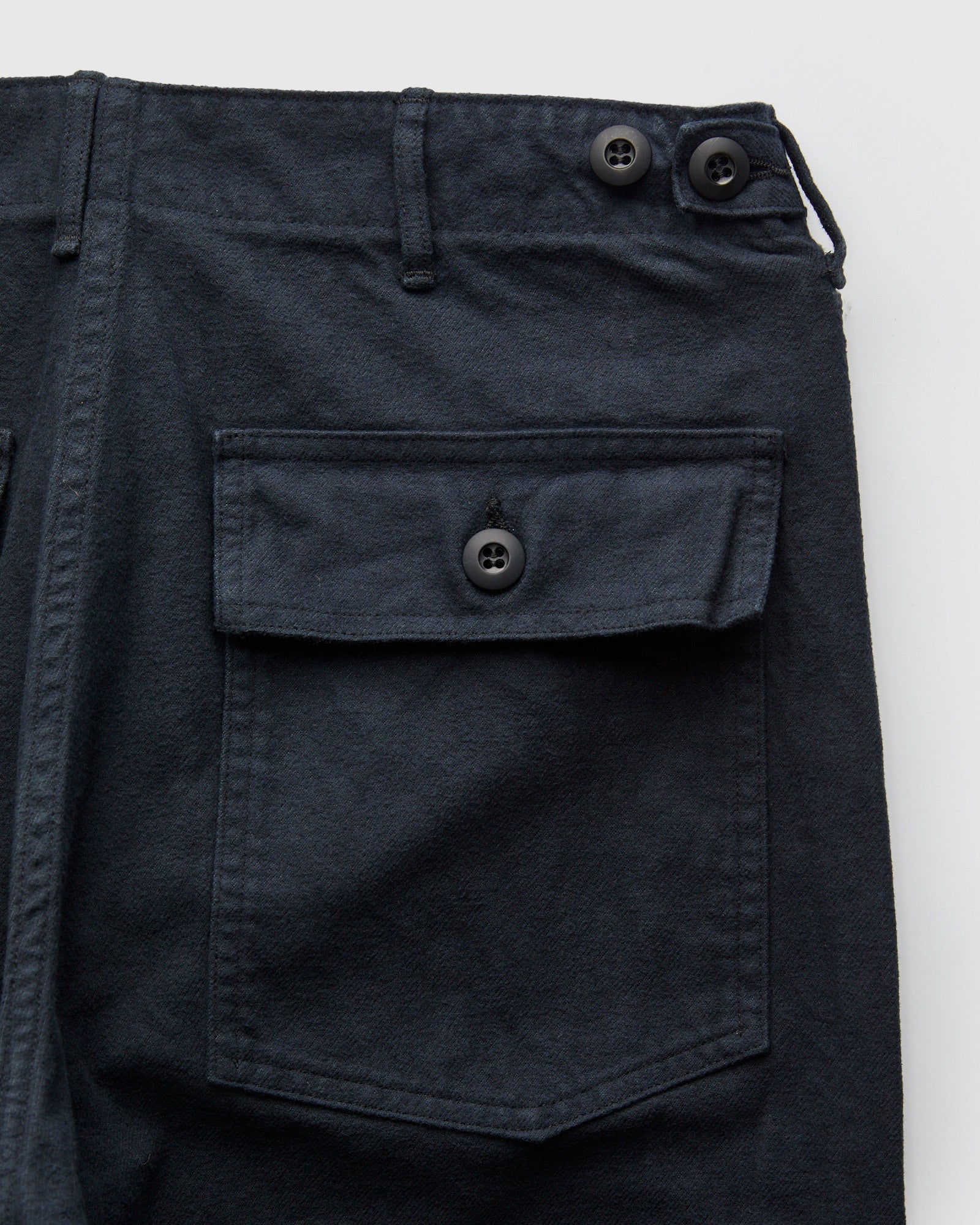 Brushed Flannel Straight Fatigue Pants in Dark Navy - Image 3