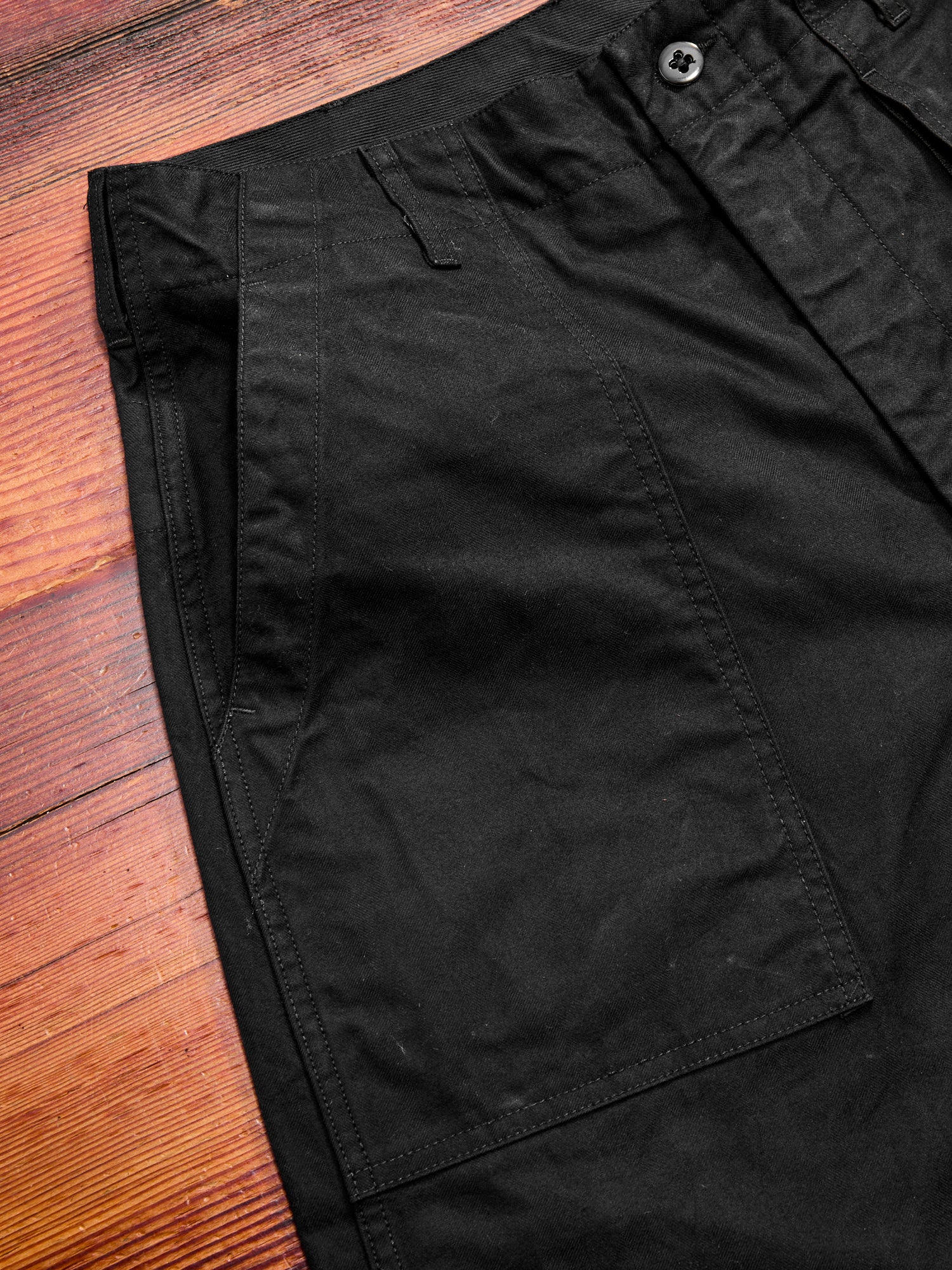 Brushed Herringbone Fatigue Pants in Black - Image 4