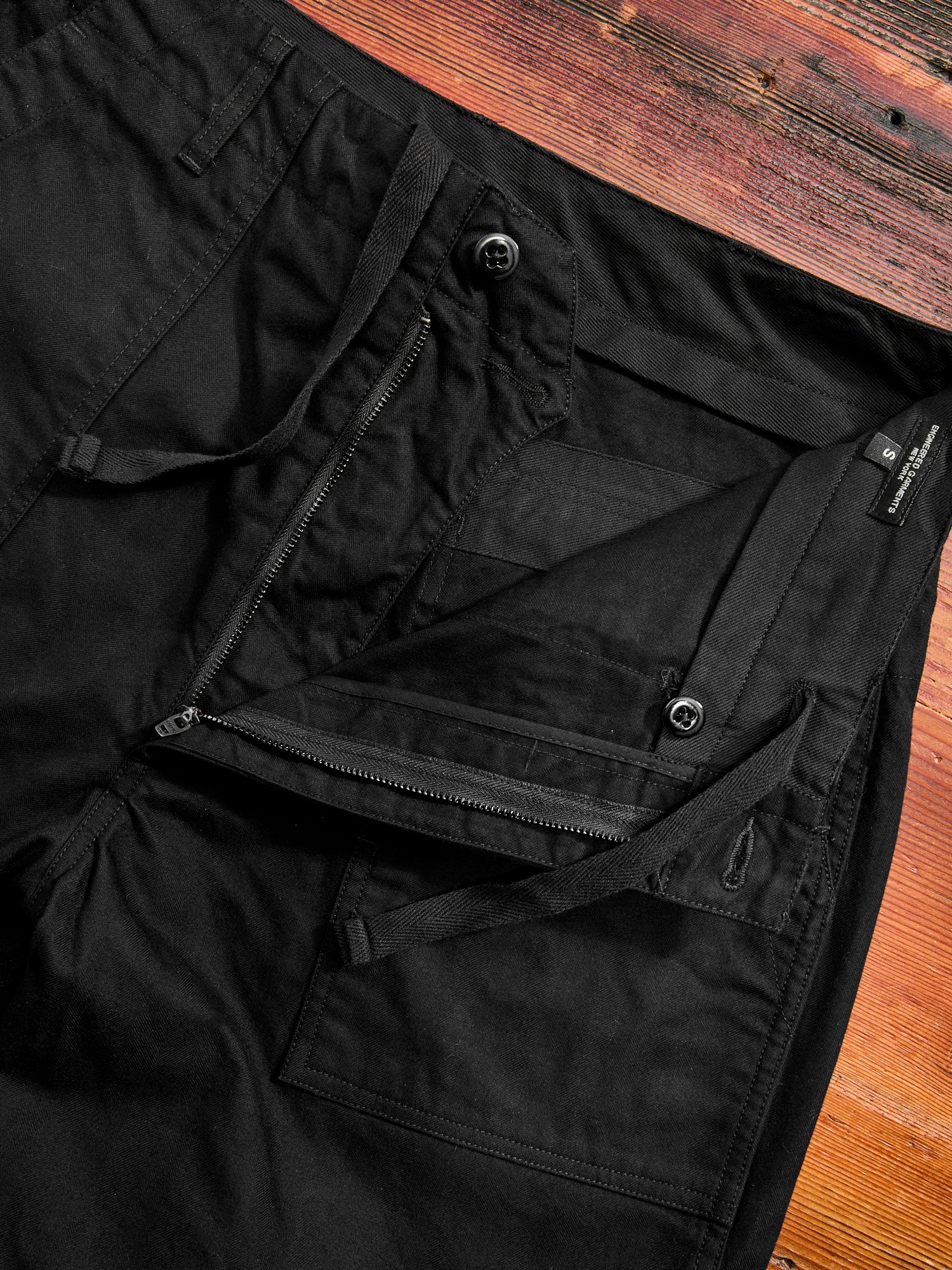 Brushed Herringbone Fatigue Pants in Black - Image 7
