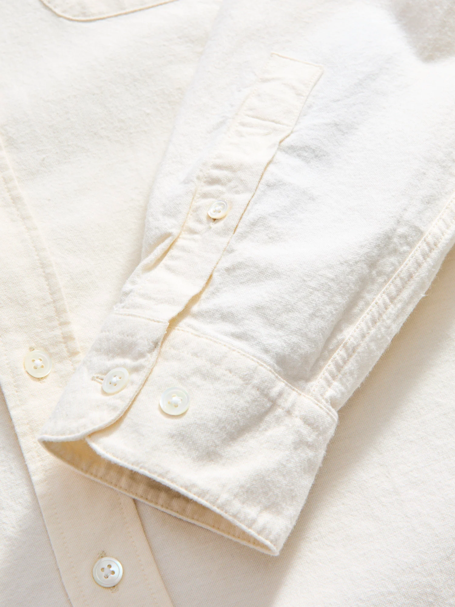 Brushed Oxford Button-Up Shirt in Ecru - Image 6
