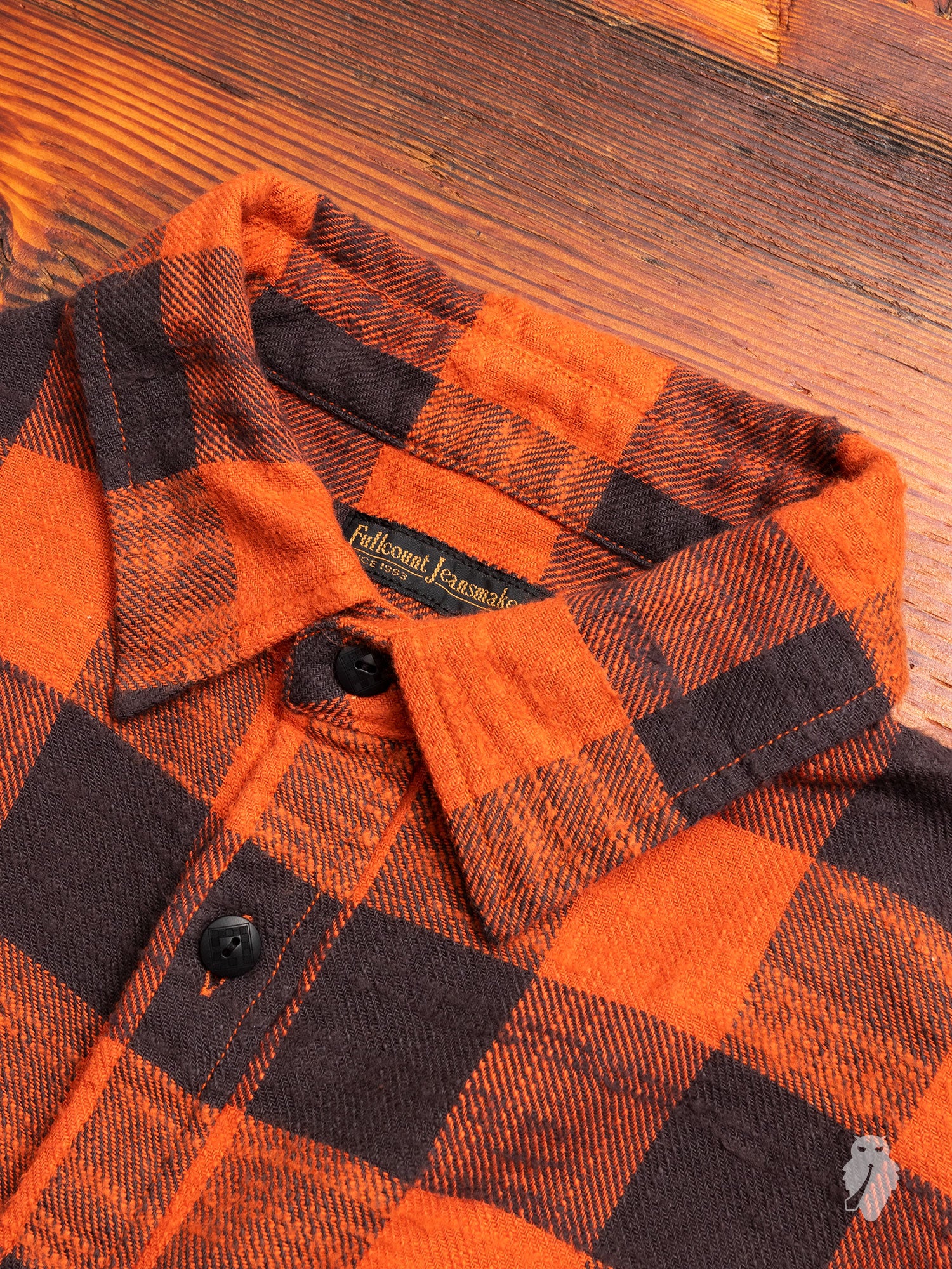 Buffalo Check Work Shirt in Red Orange - Image 3