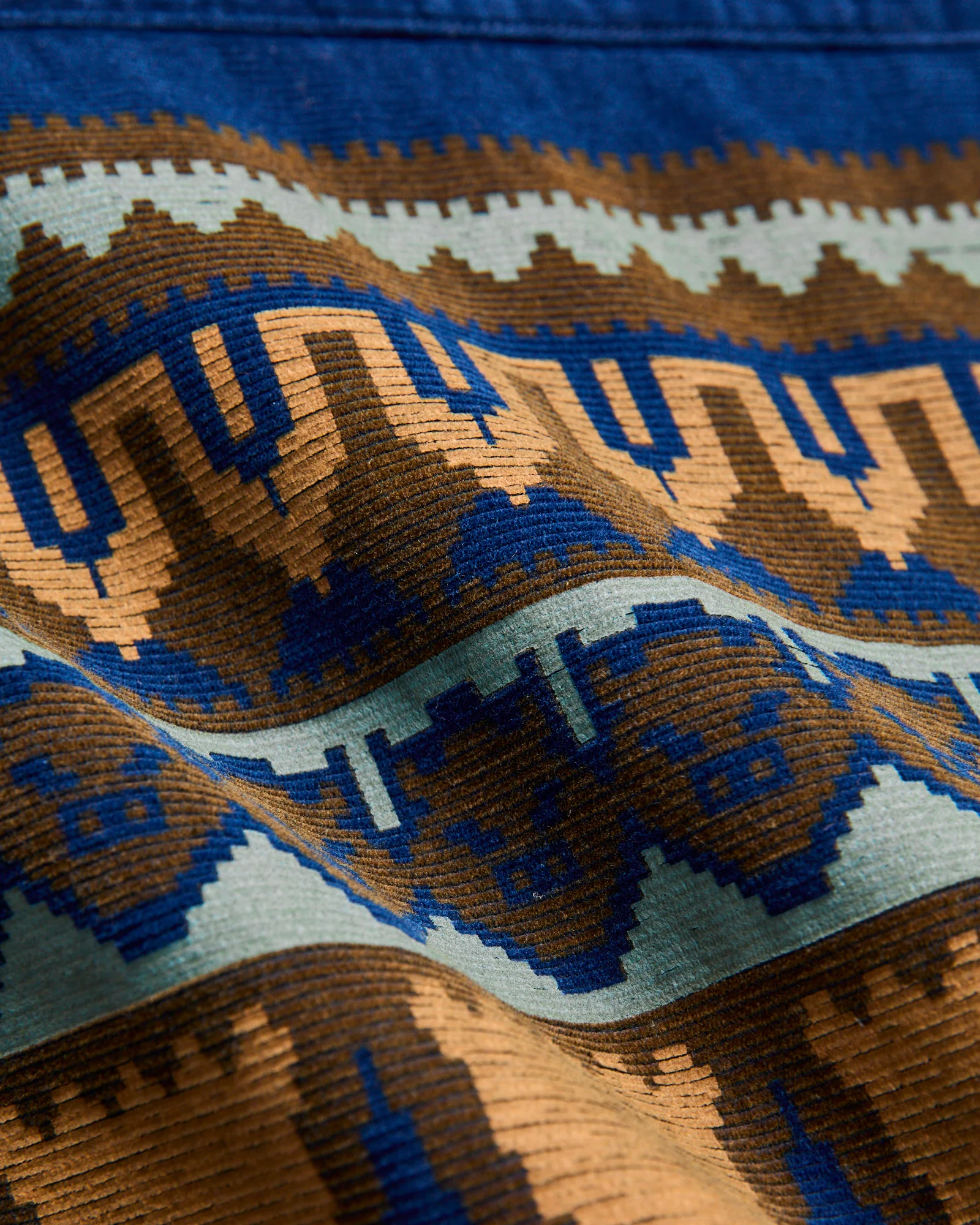 "Bunta Print" Corduroy Shirt in Indigo - Image 8