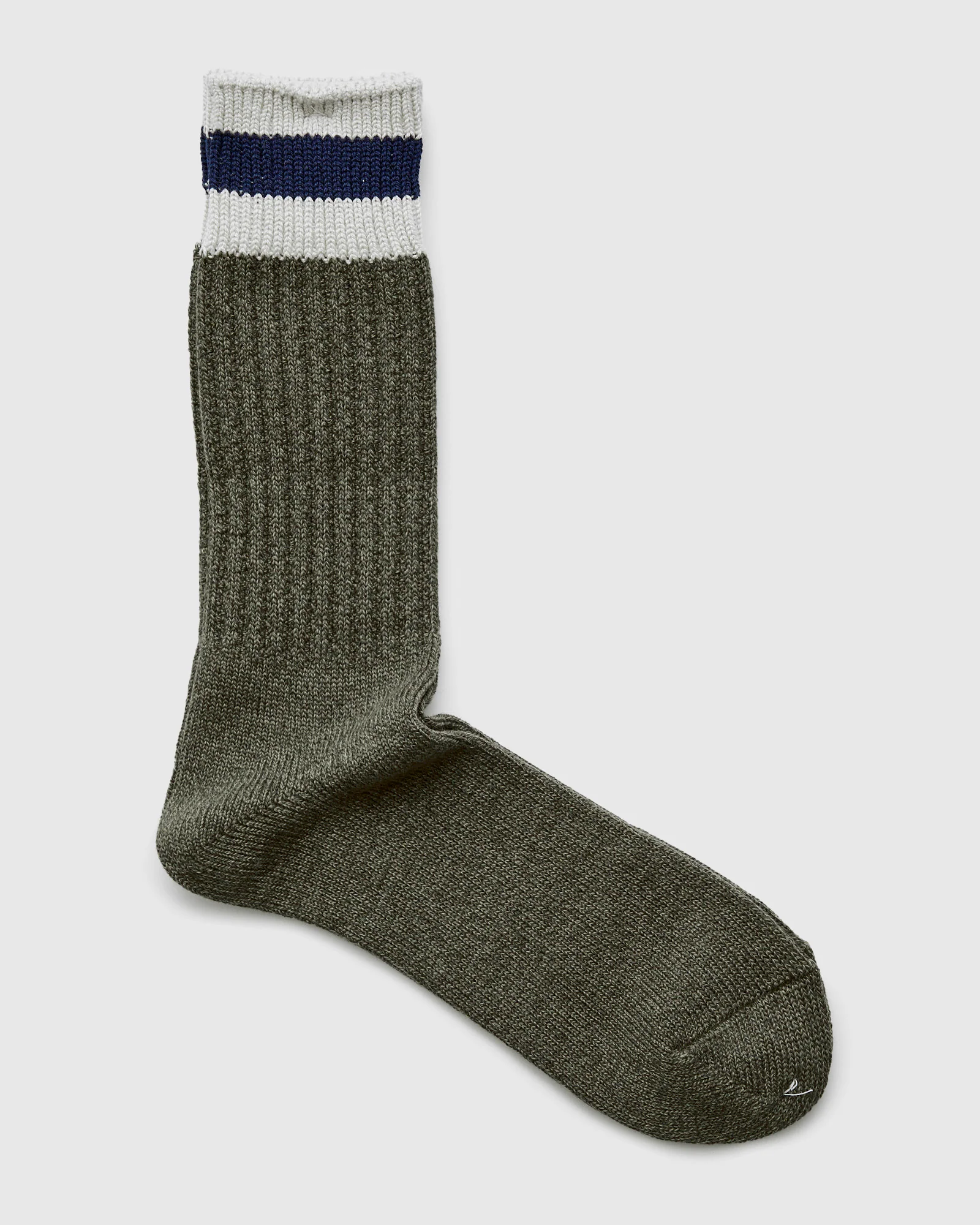 Cabin Stripe Crew Sock in Moss - Image 2