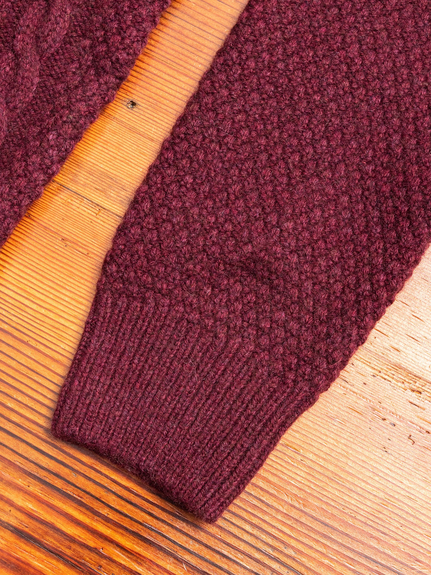 Chunky Cable Crew Sweater in Merlot - Image 3
