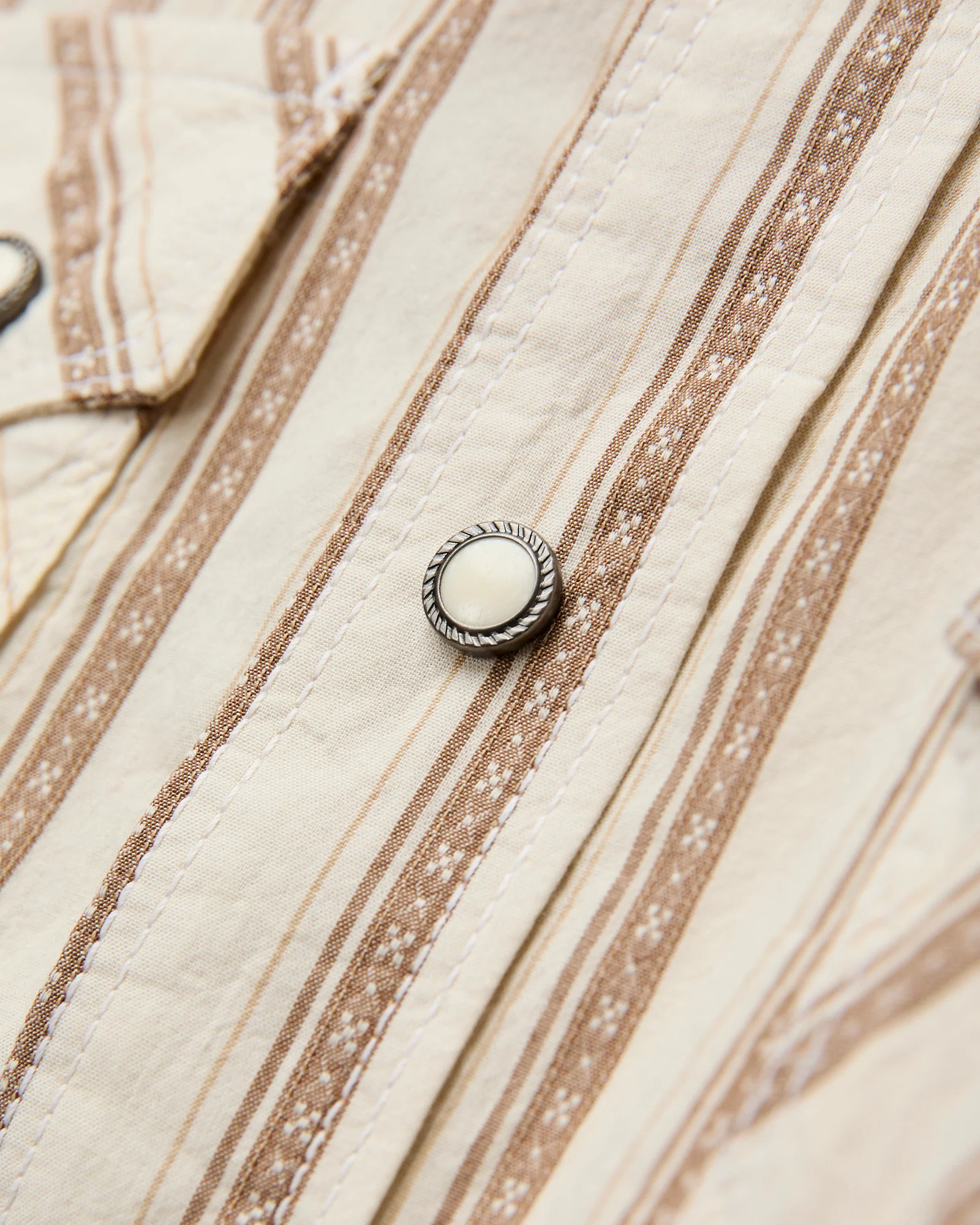 Calico SS Western Shirt in Brown Stripe - Image 5