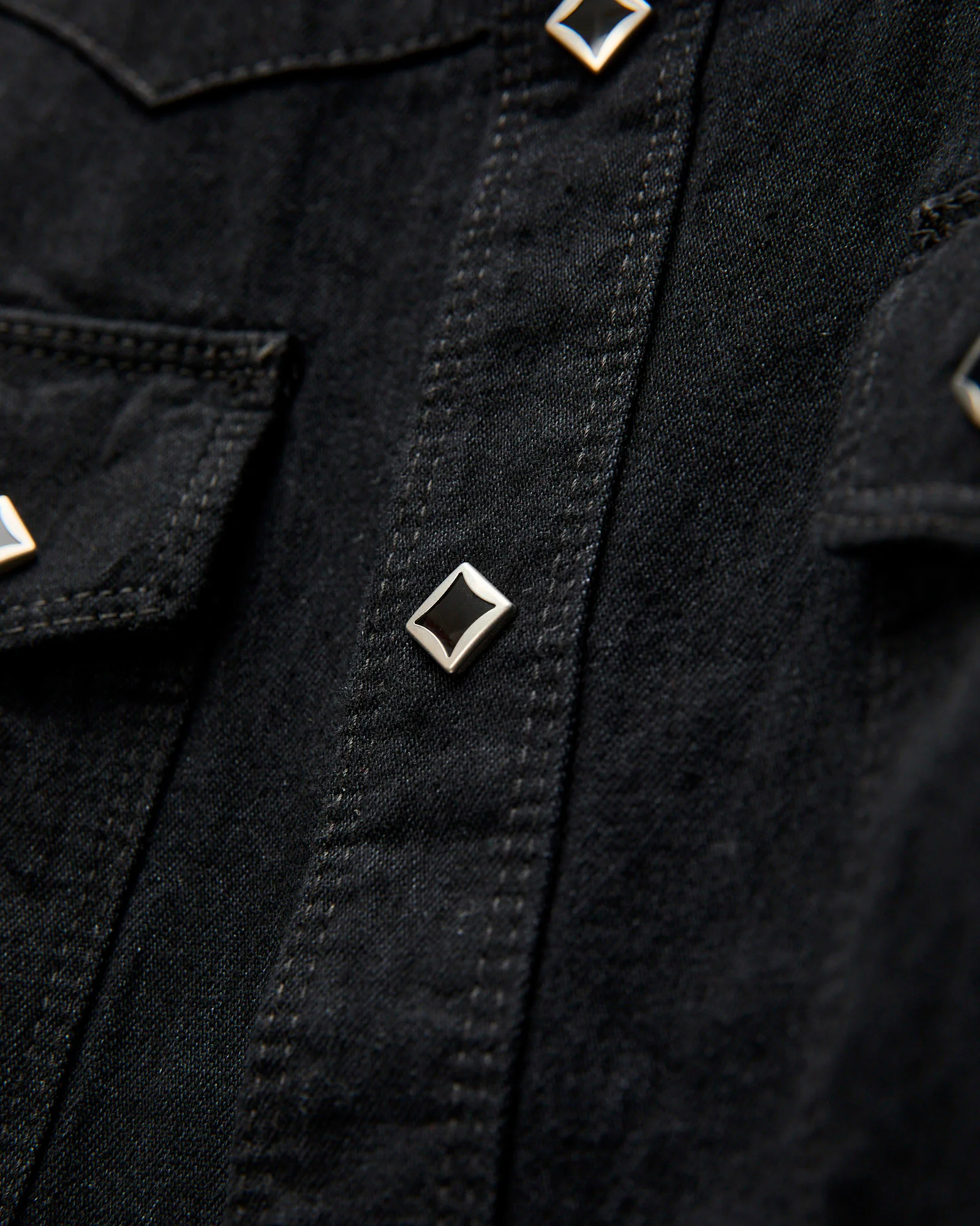 Calico Western Shirt in Black Denim - Image 5