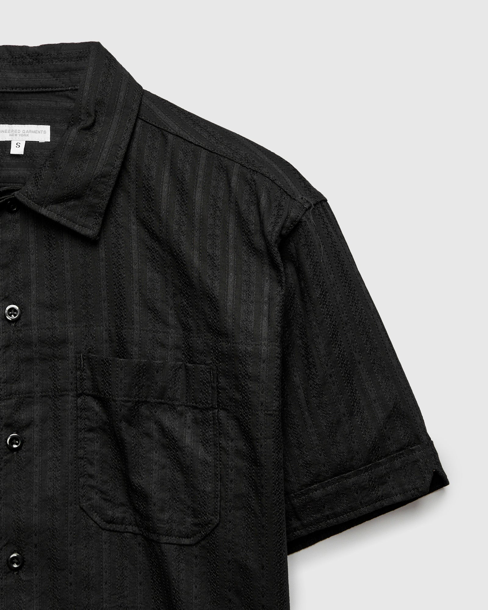 Camp Shirt in Black Cotton Lace Jacquard - Image 4