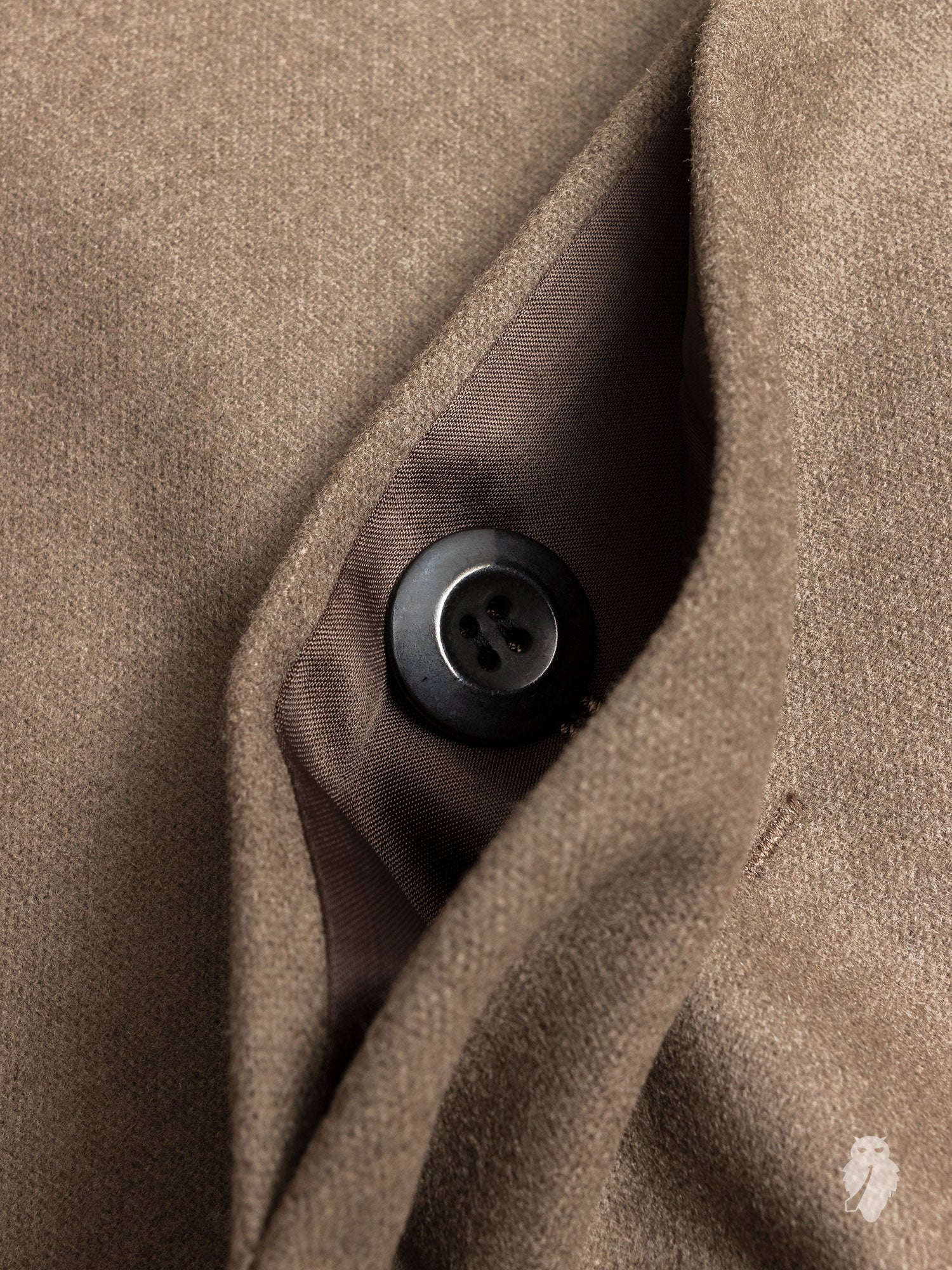 Cashmere Melton Stand Collar Coat in Khaki - Image 7