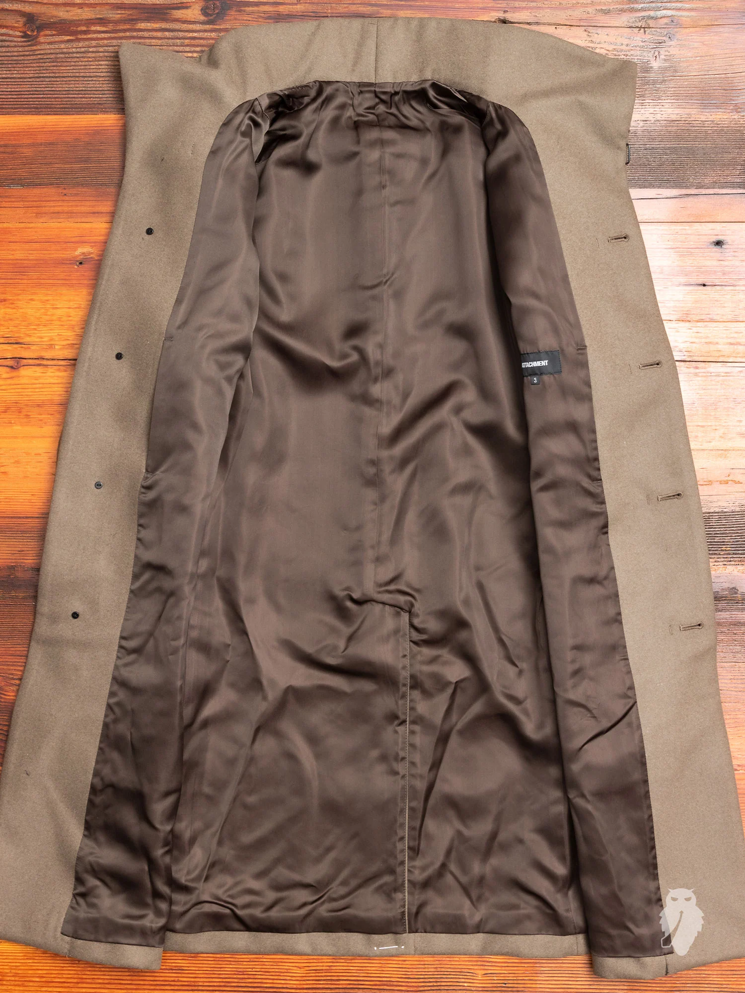 Cashmere Melton Stand Collar Coat in Khaki - Image 8