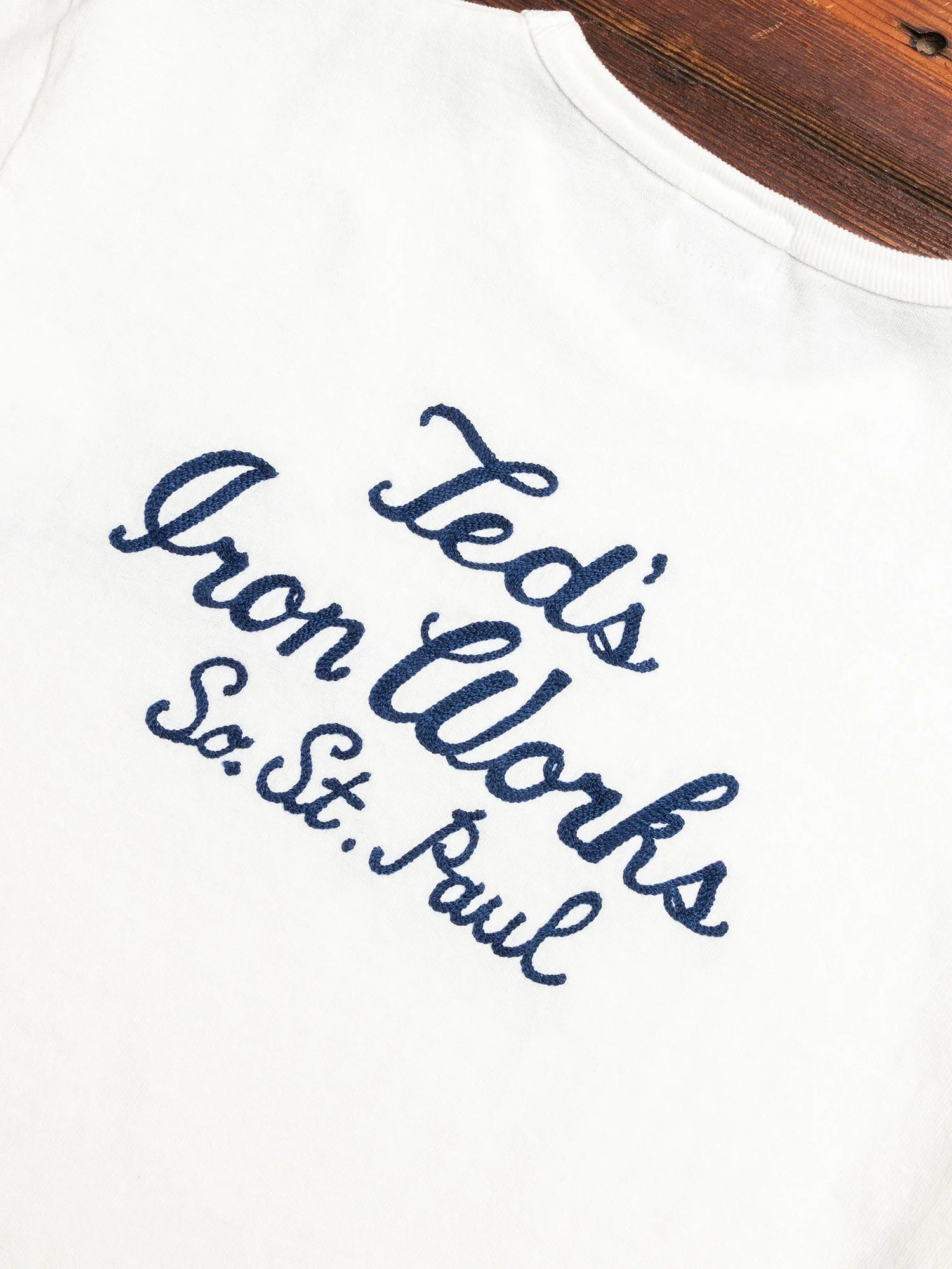 Chain Stitch Embroidery T-Shirt in White - Image 7