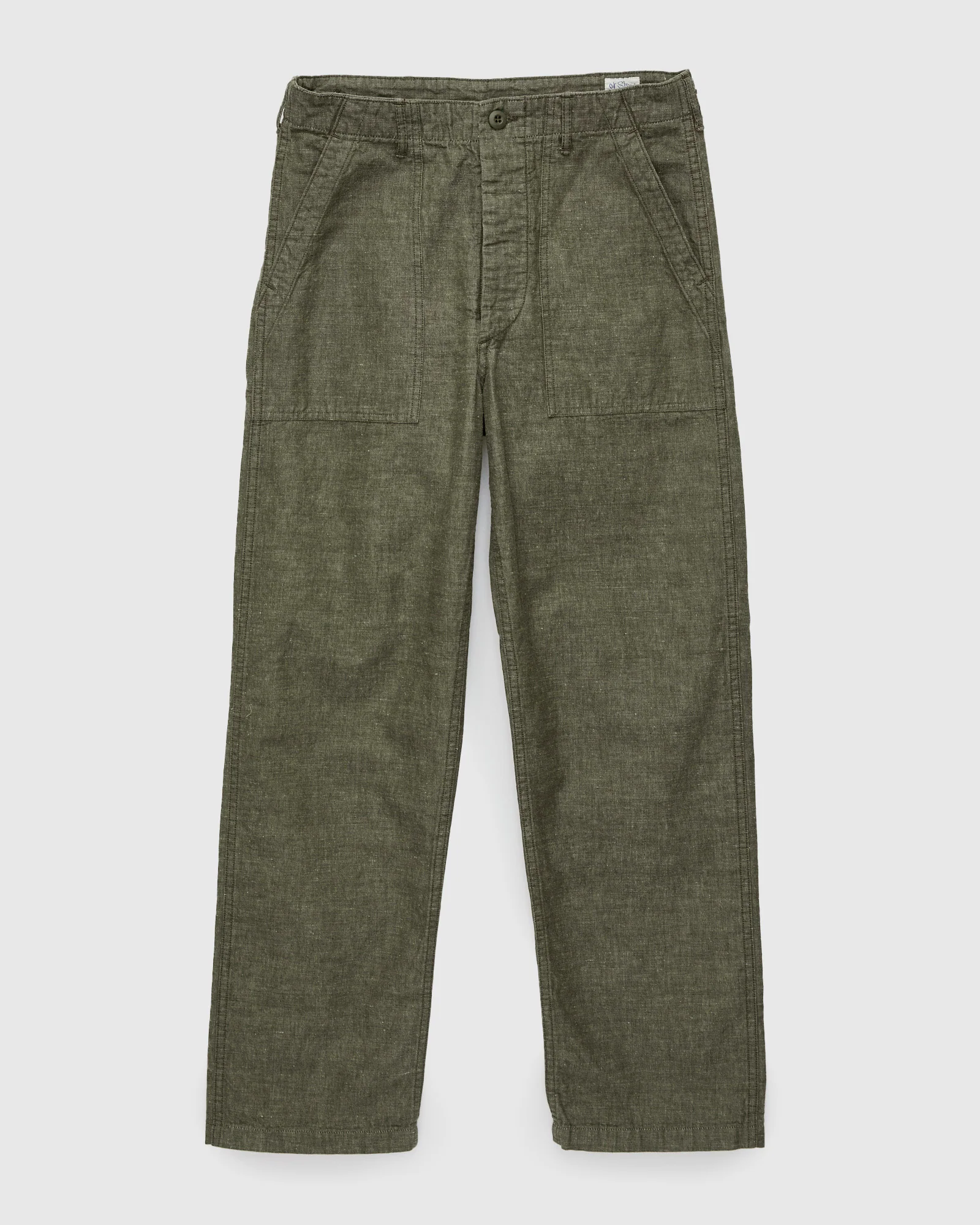 Chambray Straight Fatigue Pants in Dusty Olive