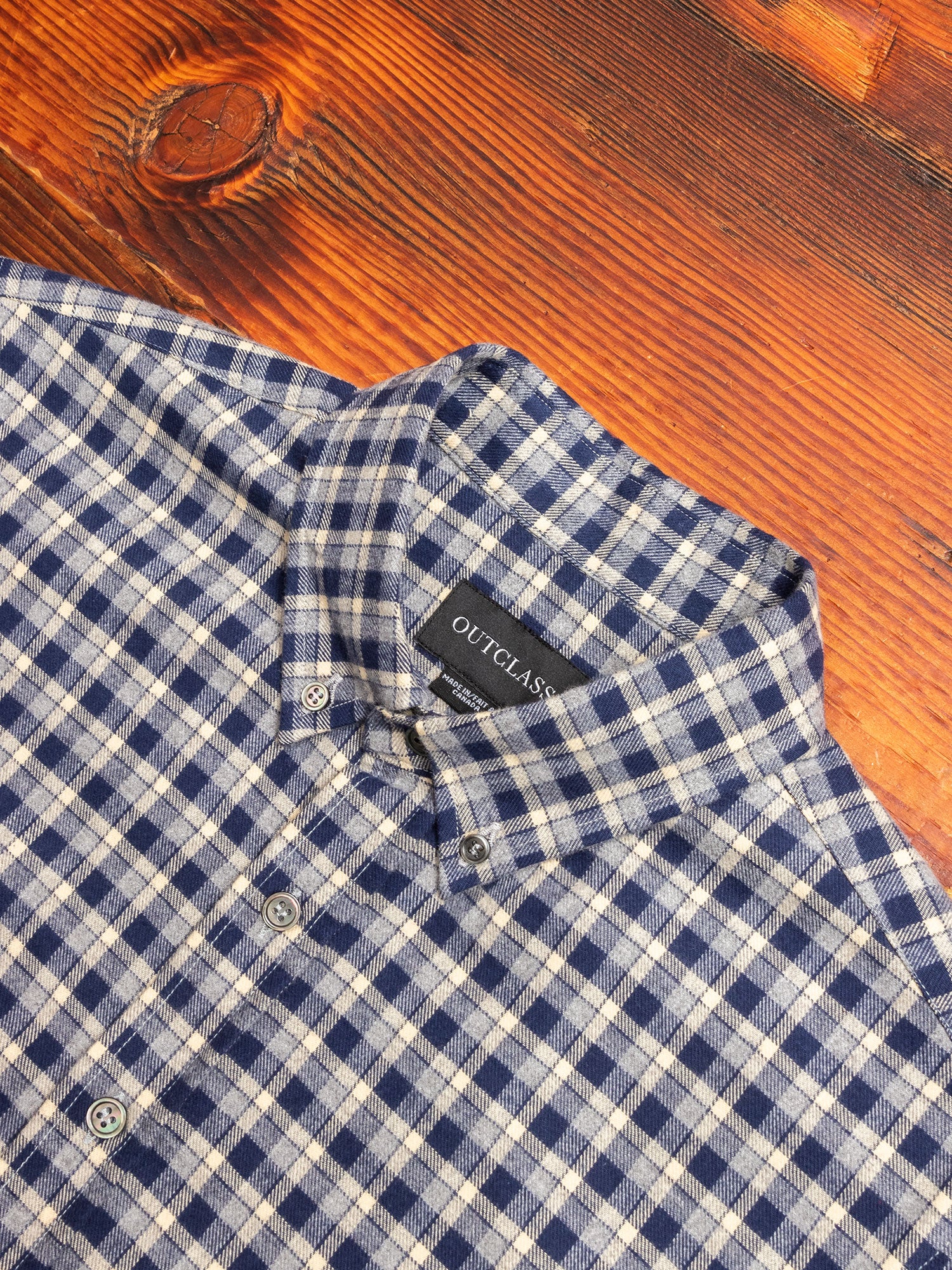 Check Flannel Button-Down Shirt in Navy - Image 2
