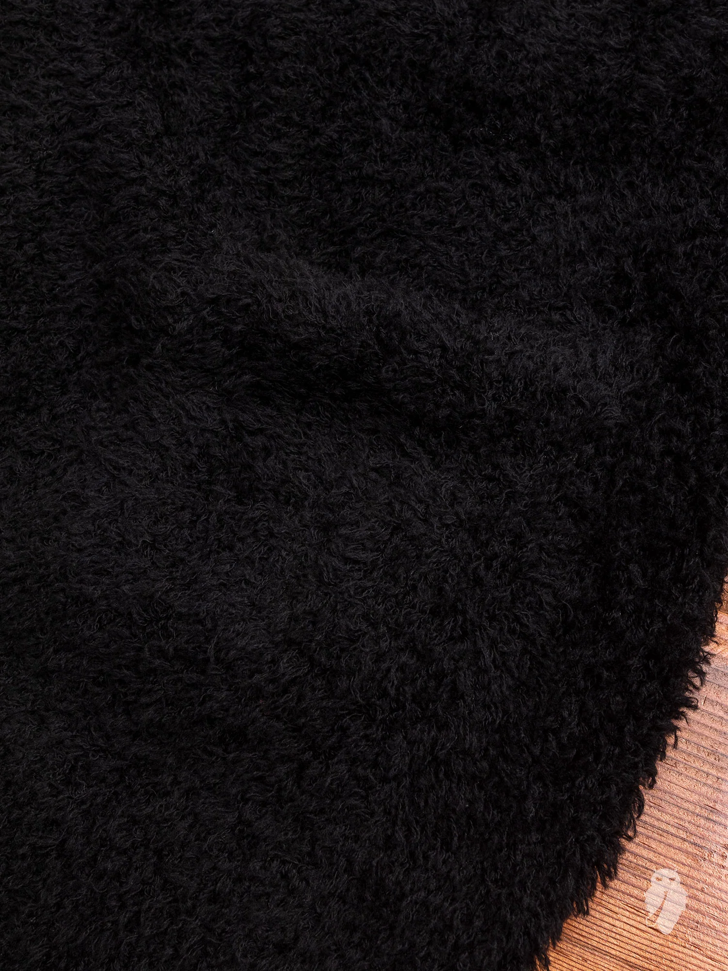 Chenille Knit Stole Collar Cardigan in Black Wool - Image 6