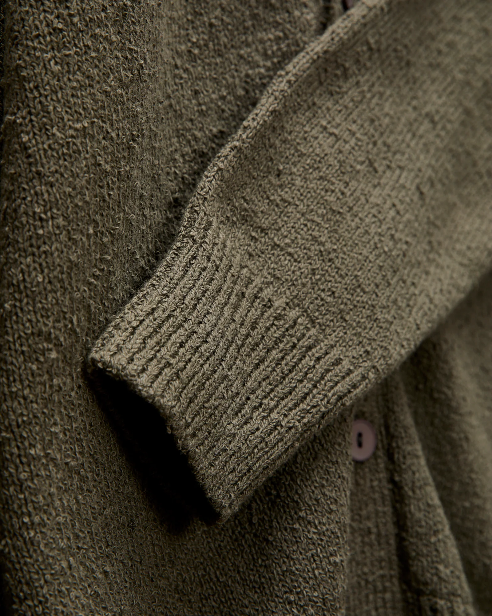 Classic Cardigan in Olive Boucle - Image 5