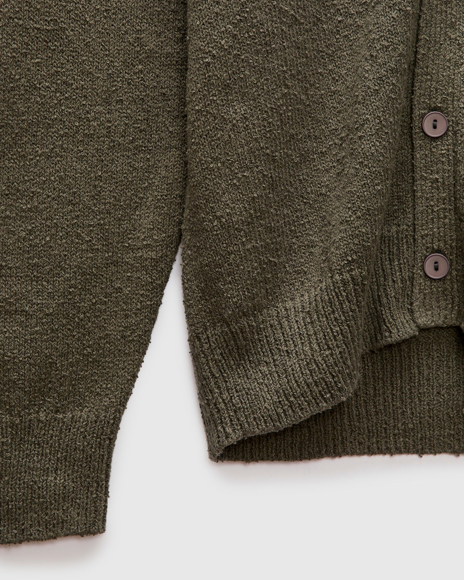 Classic Cardigan in Olive Boucle - Image 6