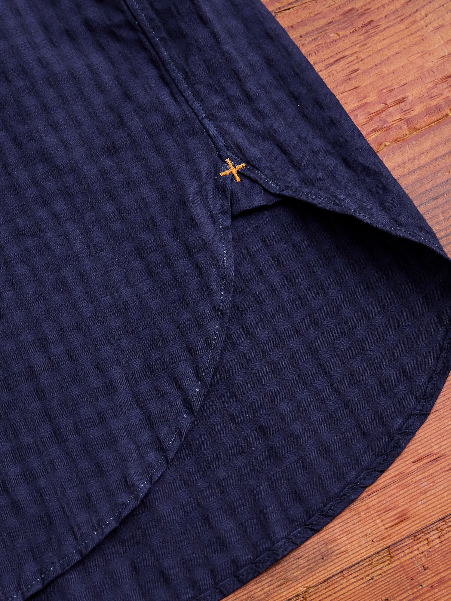 Classic Fit Short Sleeve Button-Down Shirt in Indigo Fade - Image 9