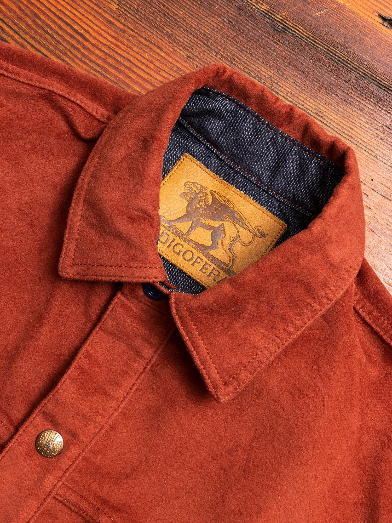 Copeland Moleskin Shirt in Rust - Image 2
