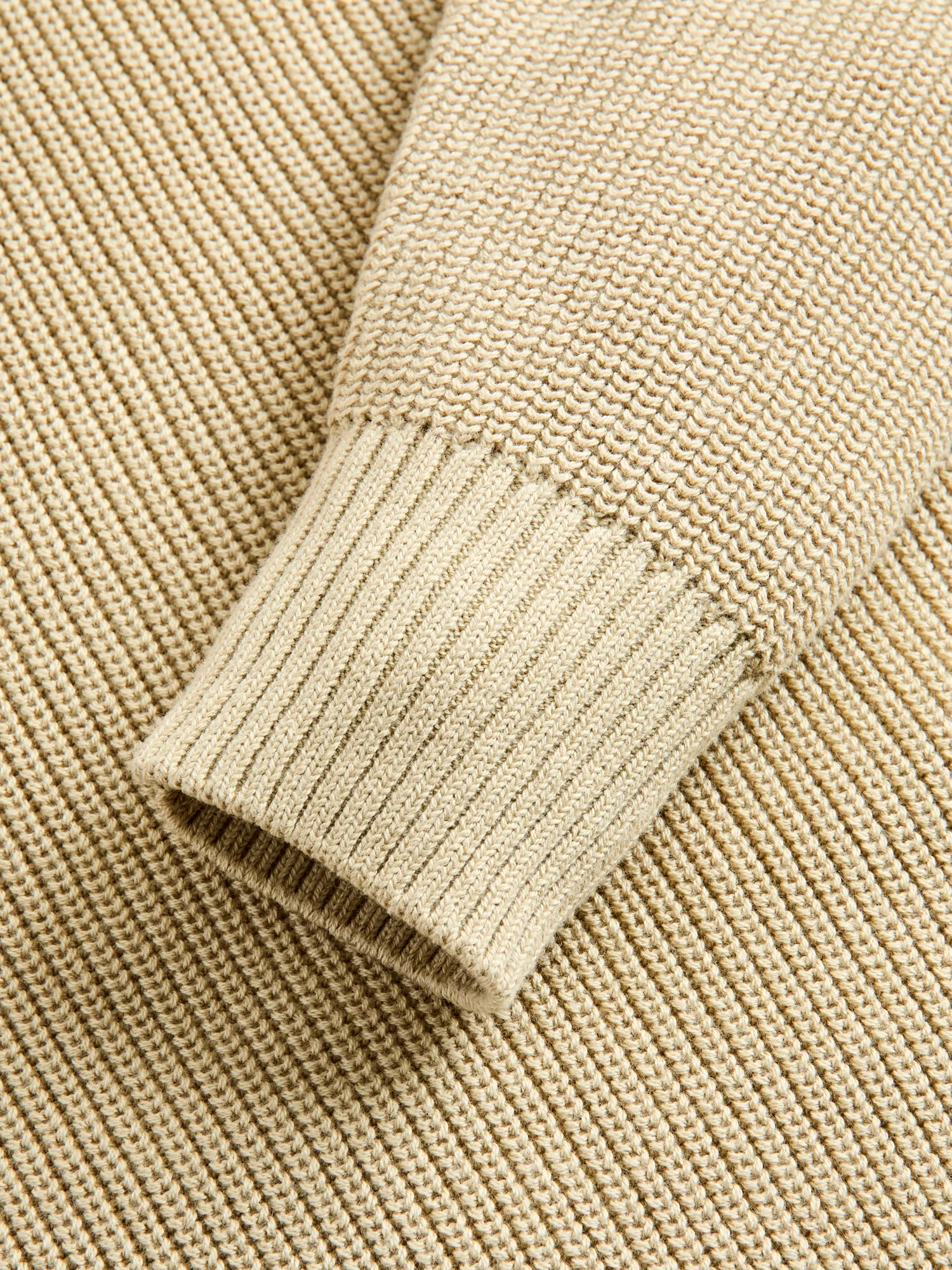 Cotton Crewneck Knit Sweater in Sand - Image 5