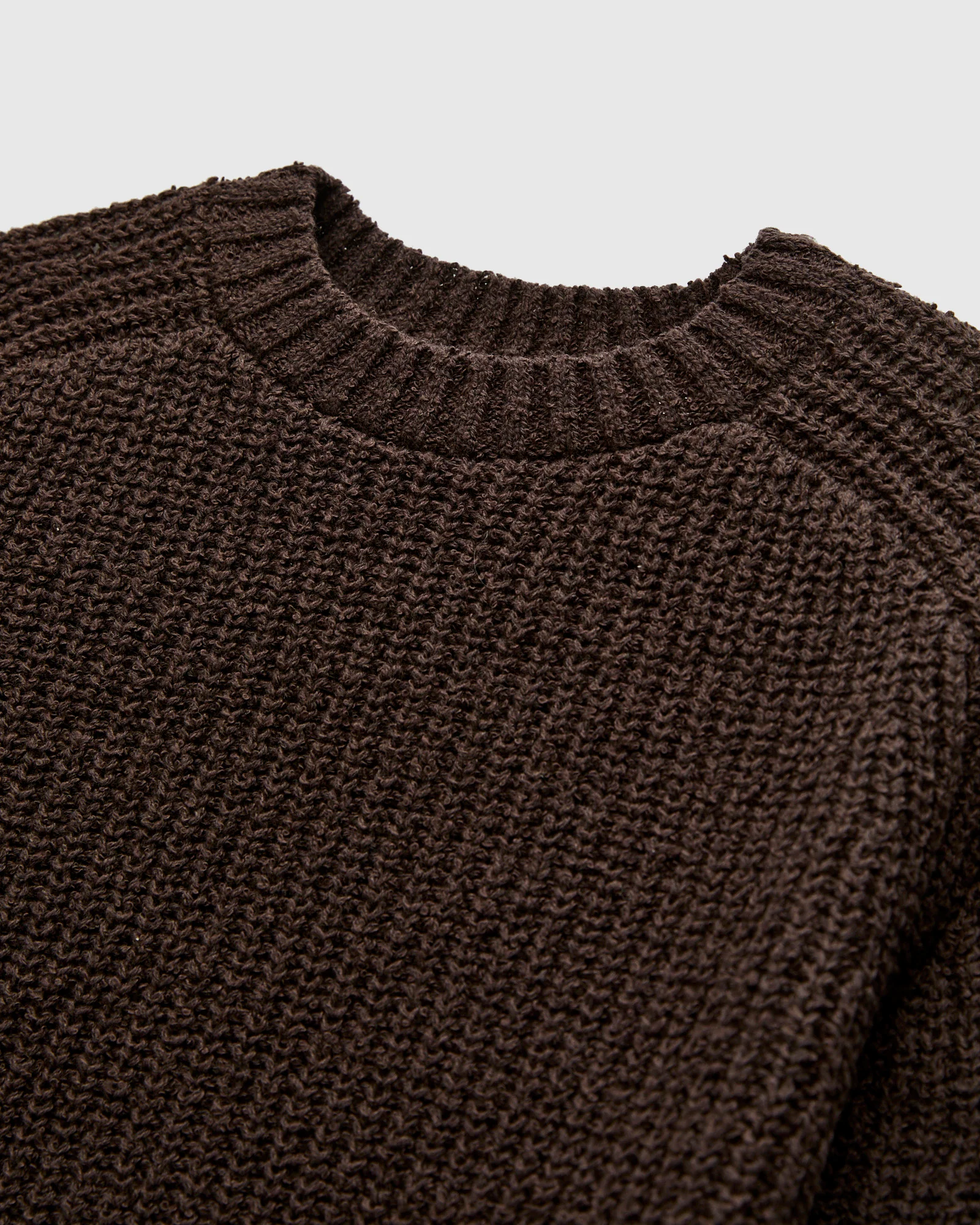 Cotton Crewneck Sweater in Bark Boucle - Image 3