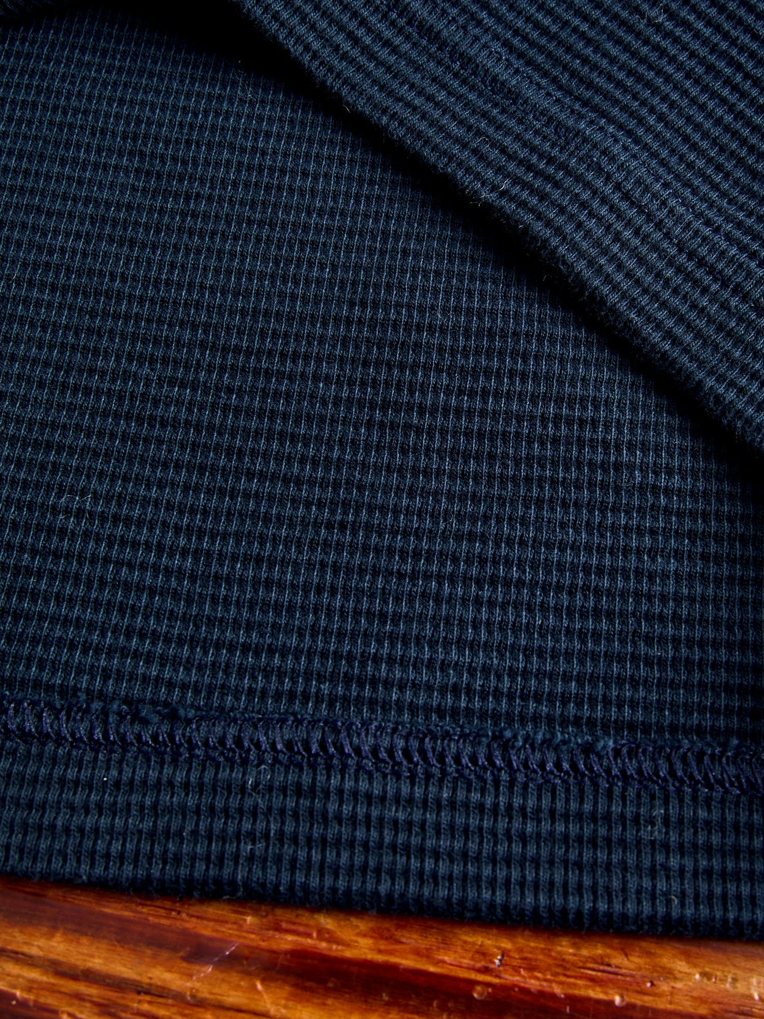 Cotton Longsleeve Thermal Knit in Dark Navy - Image 6