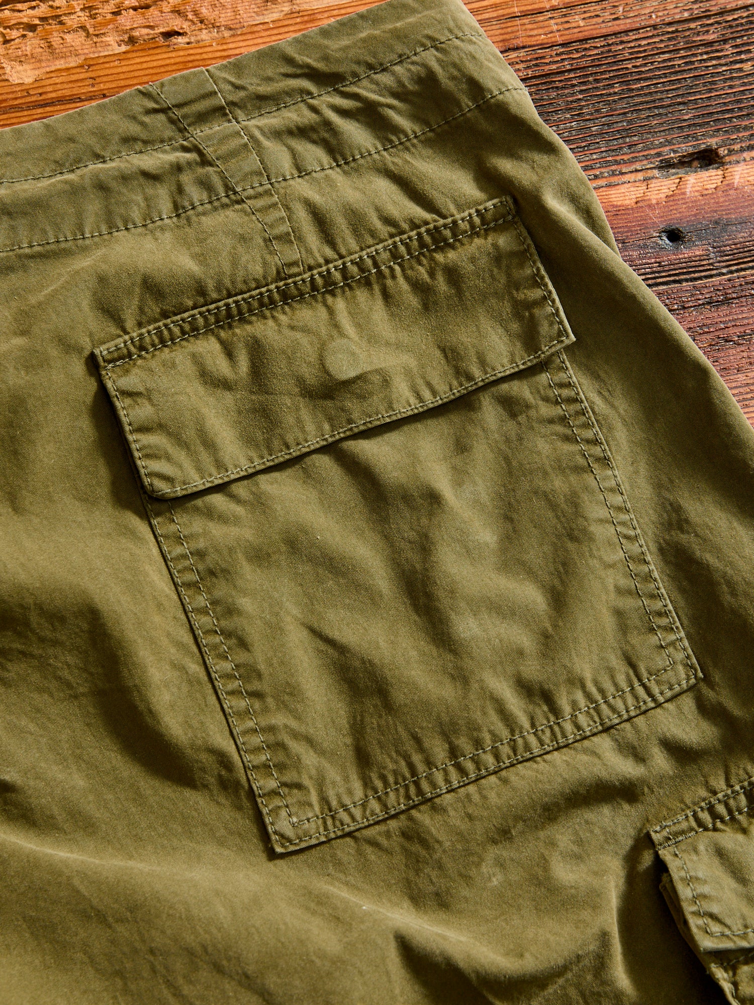 Cotton Nylon Darted Cargo Pants in Olive - Image 9
