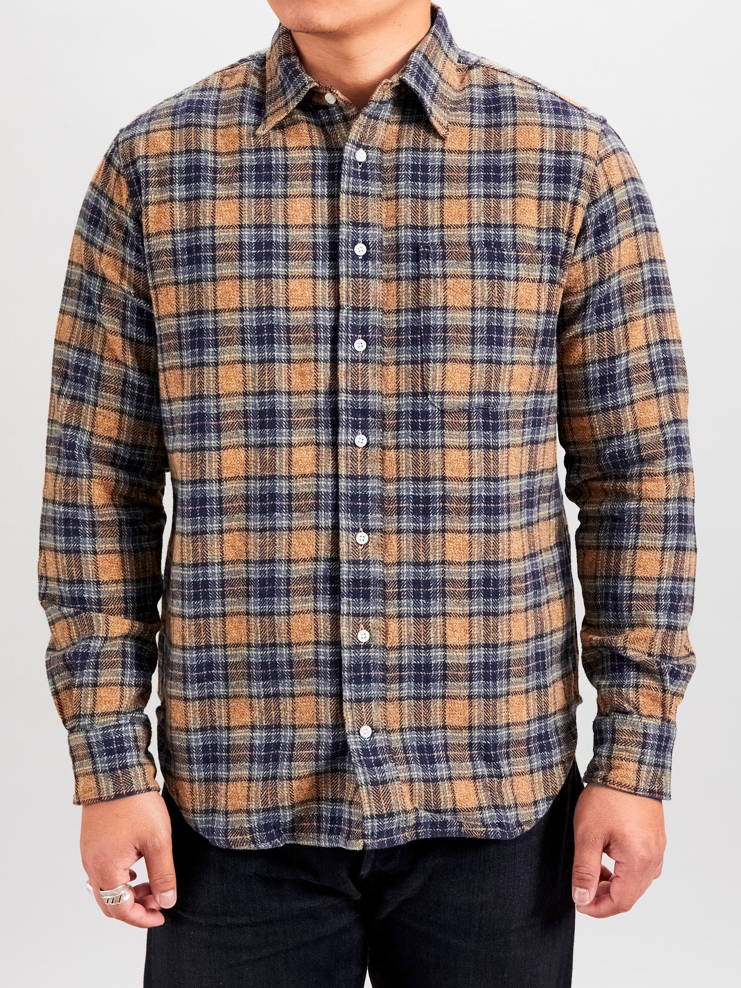 Cotton Tweed Check in Tan - Image 2
