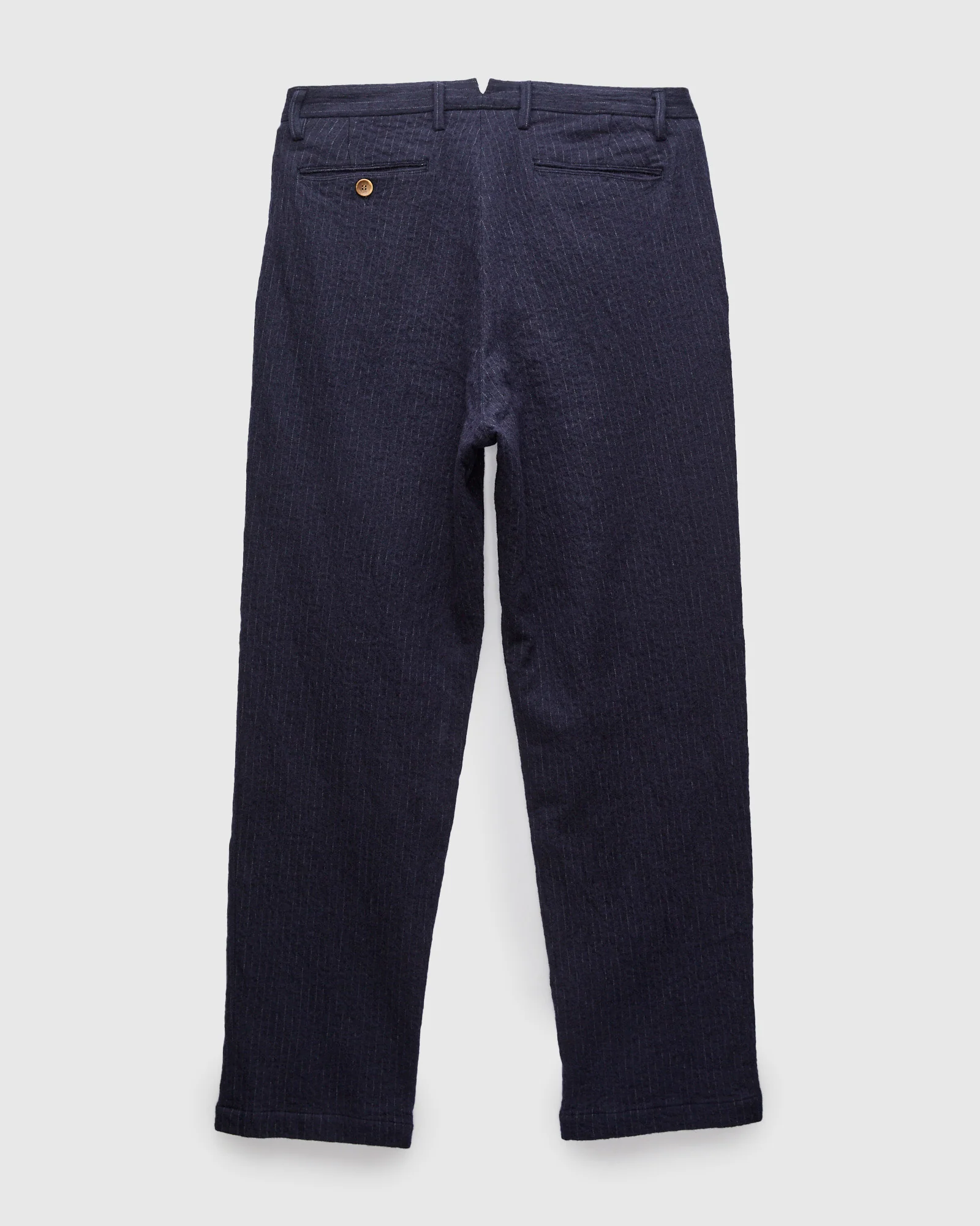 Cotton Wool 2Tuck Trousers in Navy Pinstripe - Image 3