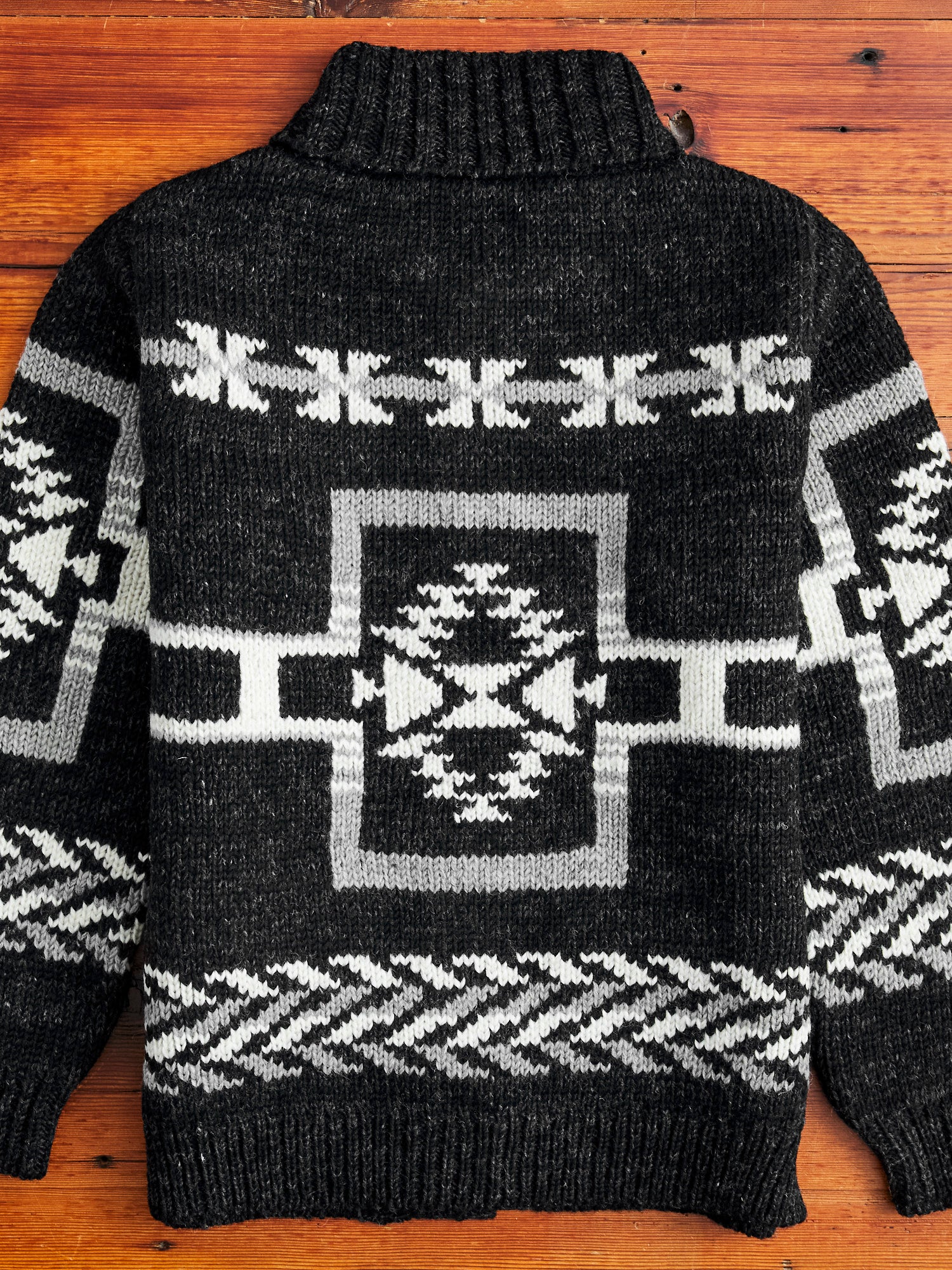 Cowichan Knit Cardigan Sweater in Black - Image 9