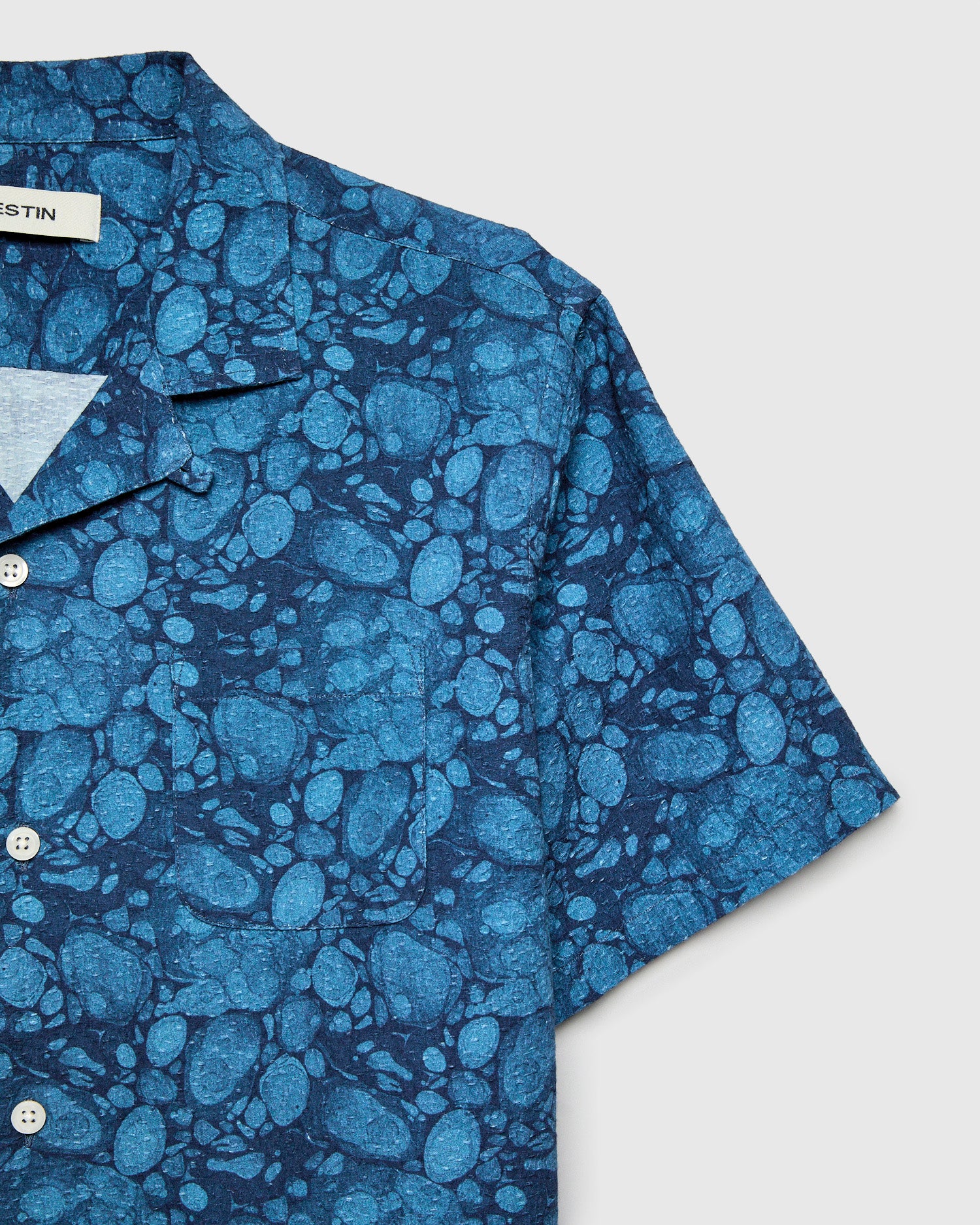 Textured Crammond Shirt in Blue Marble Print - Image 4