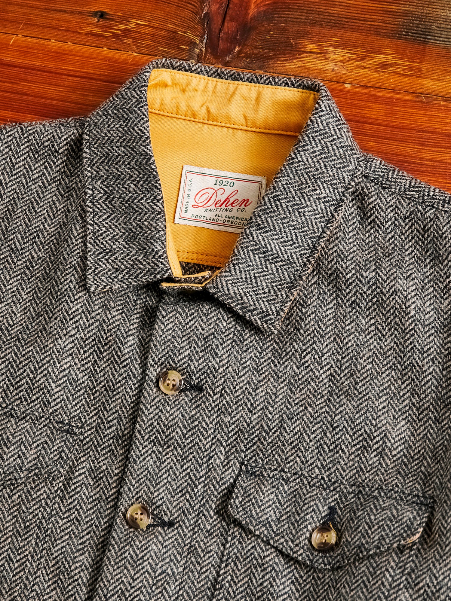 Crissman Overshirt in Black & Natural Herringbone - Image 3