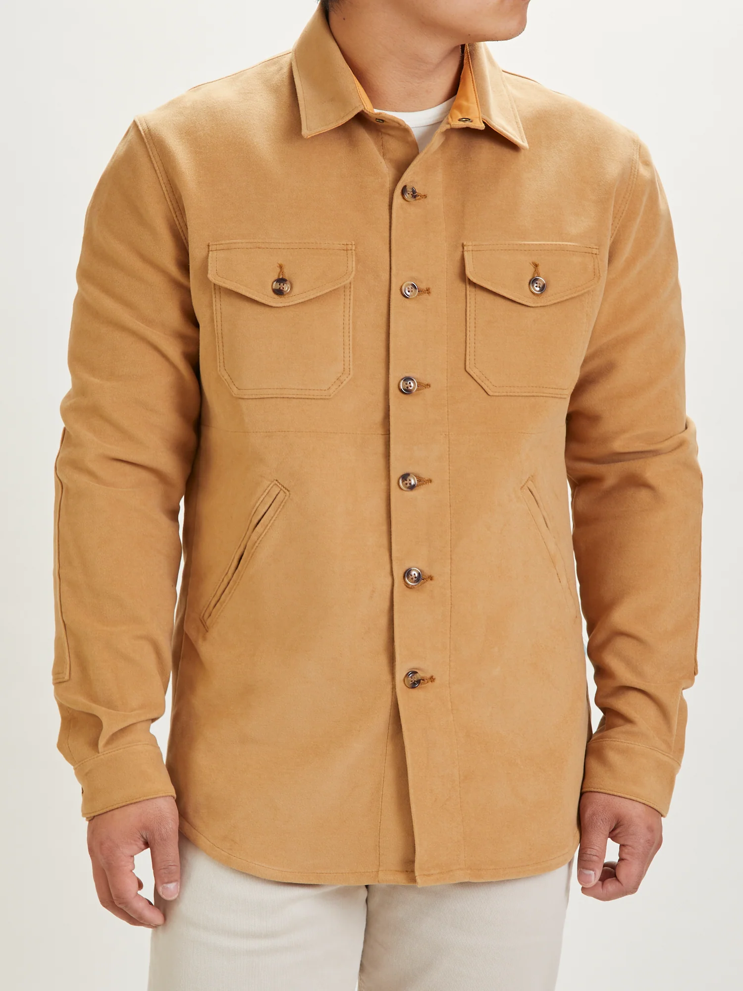 Crissman Overshirt in Camel Moleskin - Image 2