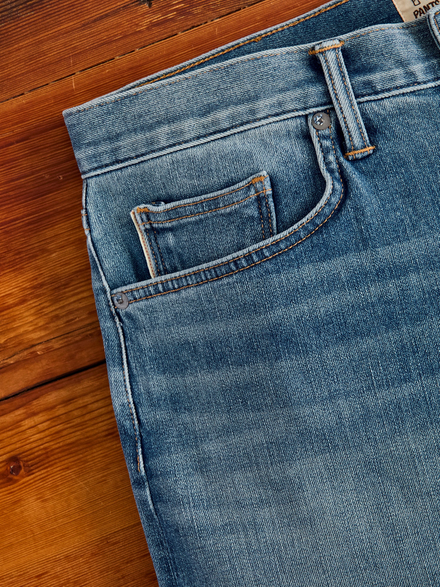 "Cyndi" 10.5oz Washed Indigo Stretch Selvedge Denim - Hammer Straight - Image 7