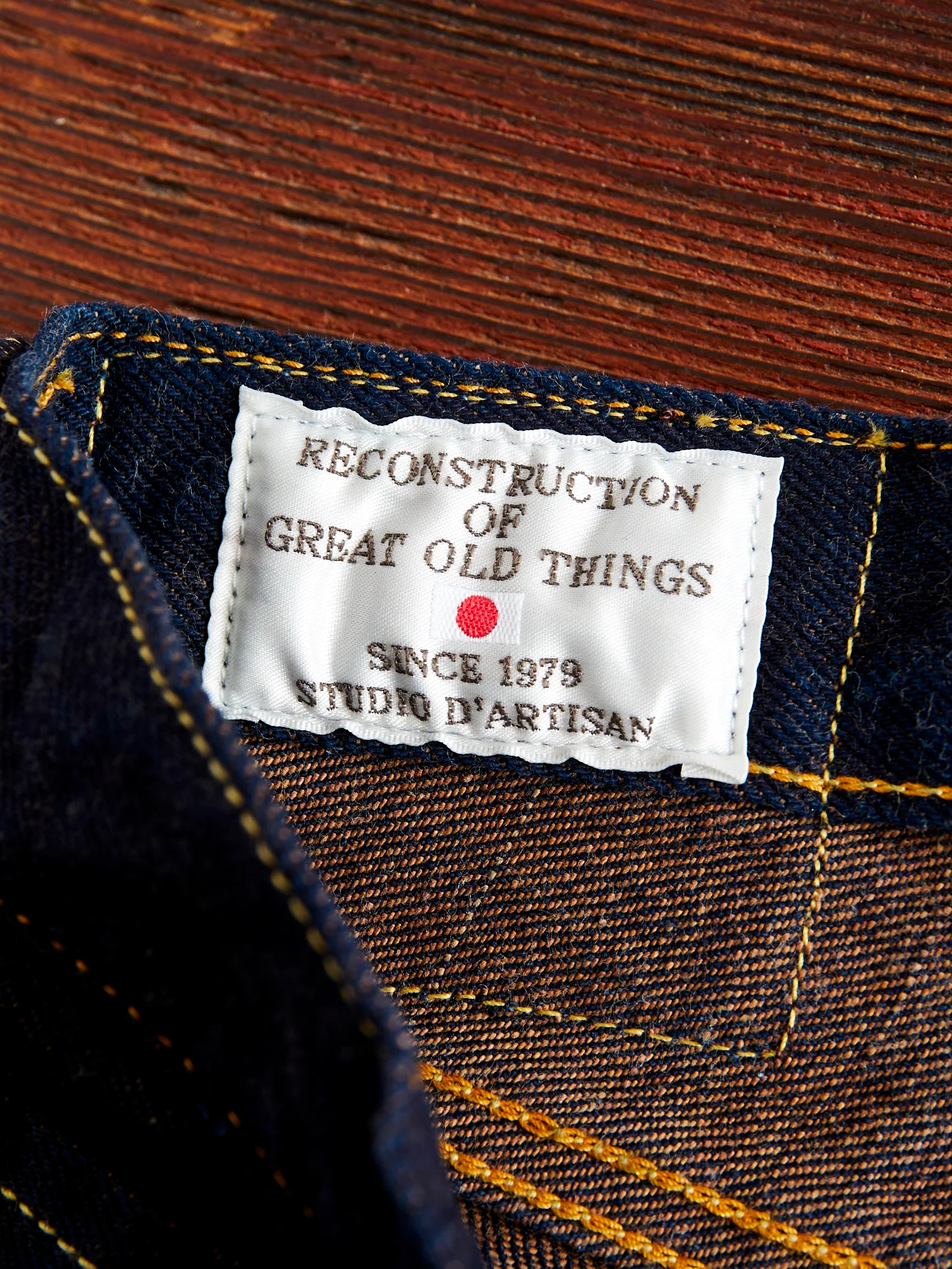 D1879S "Natural Indigo x Kakishibu" 15oz Aishibuzome Dyed Selvedge Jeans - Regular Straight Fit - Image 10