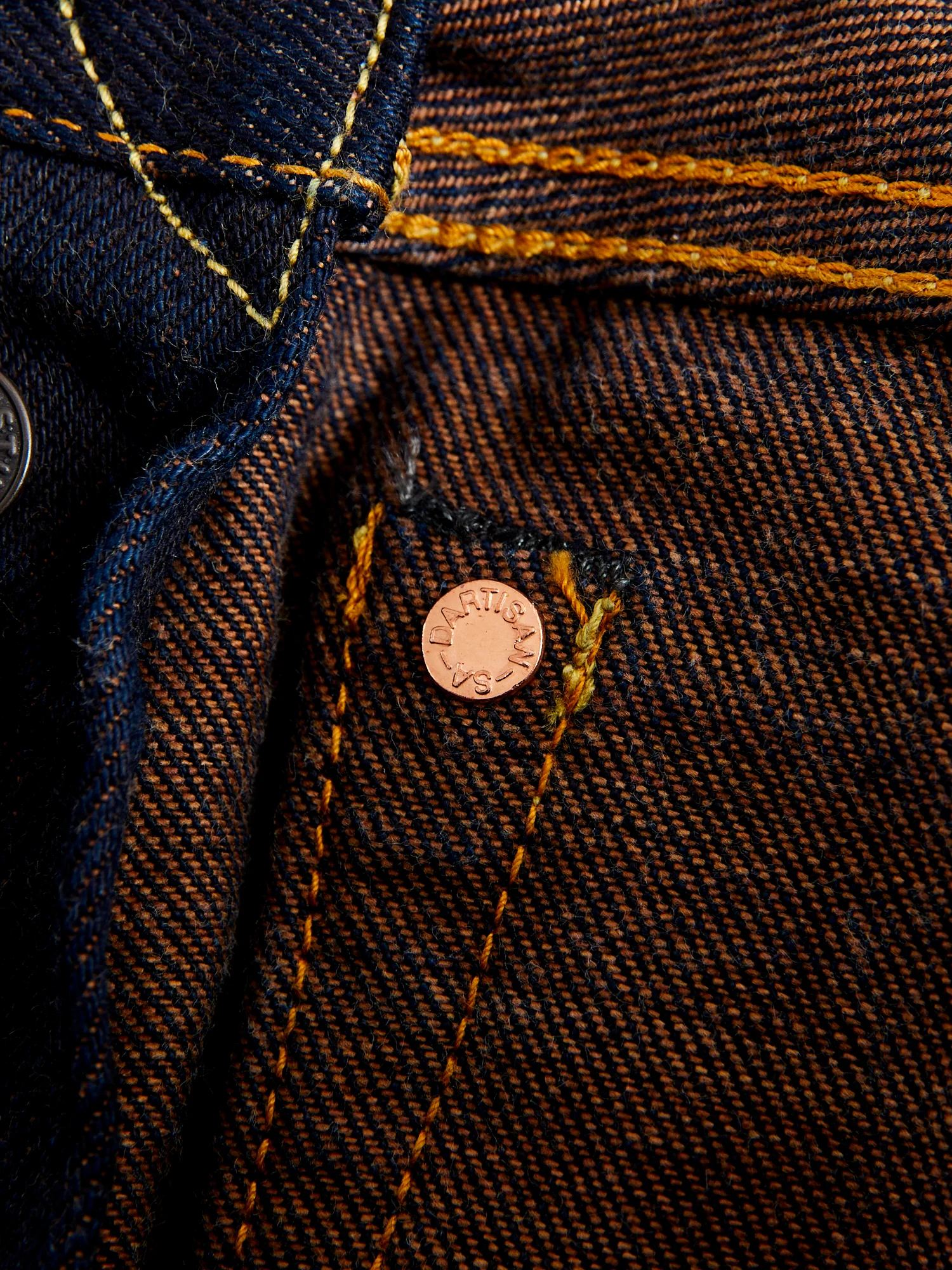 D1879S "Natural Indigo x Kakishibu" 15oz Aishibuzome Dyed Selvedge Jeans - Regular Straight Fit - Image 9