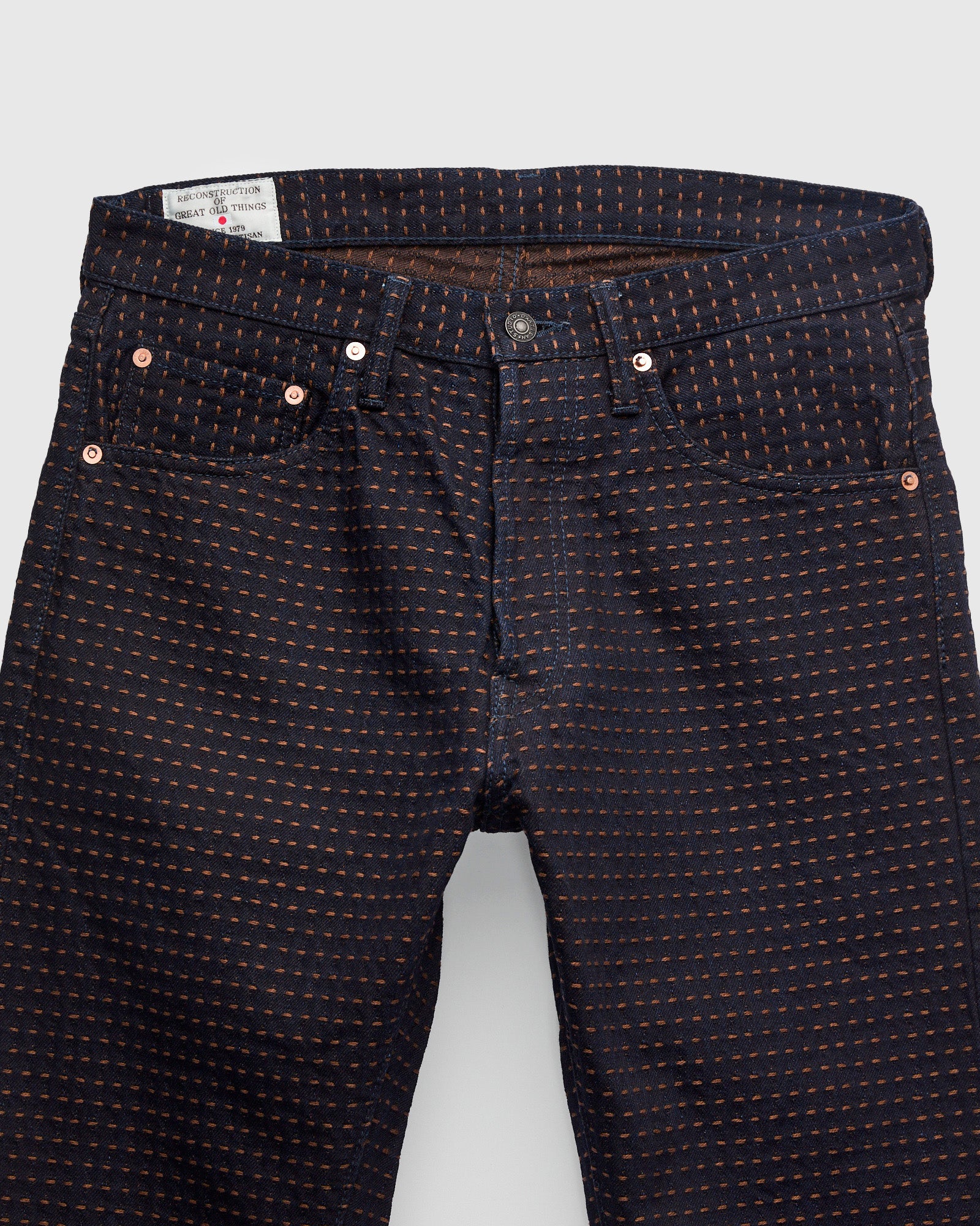 D1897 "Kakishibu Sashiko" 15.5oz Jacquard Denim - Relaxed Tapered Fit - Image 6